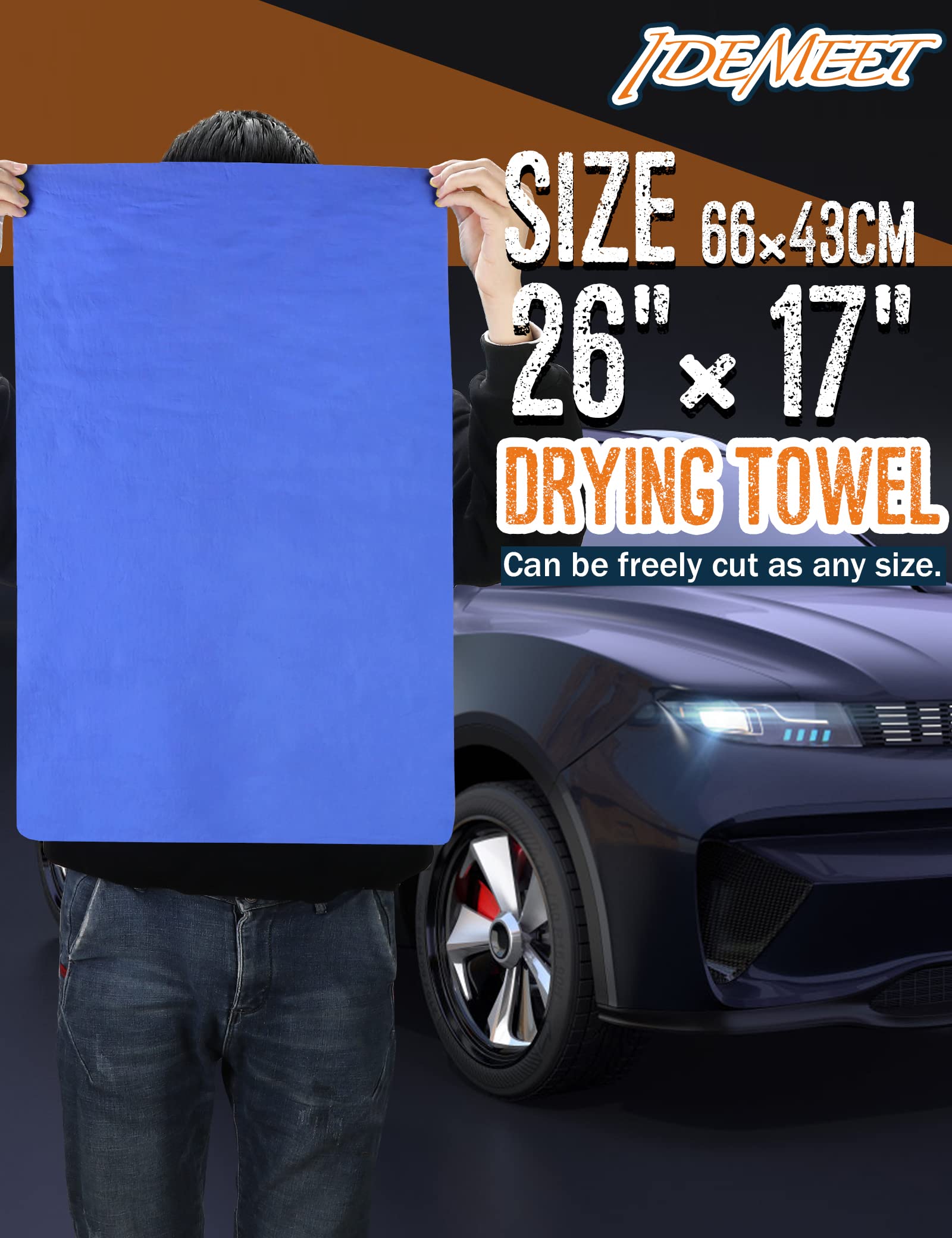 Idemeet Premium Absorbent Car Drying Towel, 26 ' 'X17 ' ' Large Chamois Cloth Shammy Towel For Vehicle, Reusable Chamois Shammy