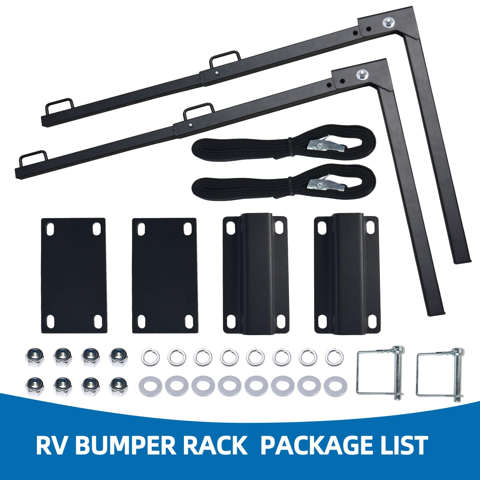 RV Bumper Rack, Bumper Mount Waste Tank Rack with Heavy-Duty Straps, RV Bumper Support Bracket,Fits 4-4.5 inches Bumpers