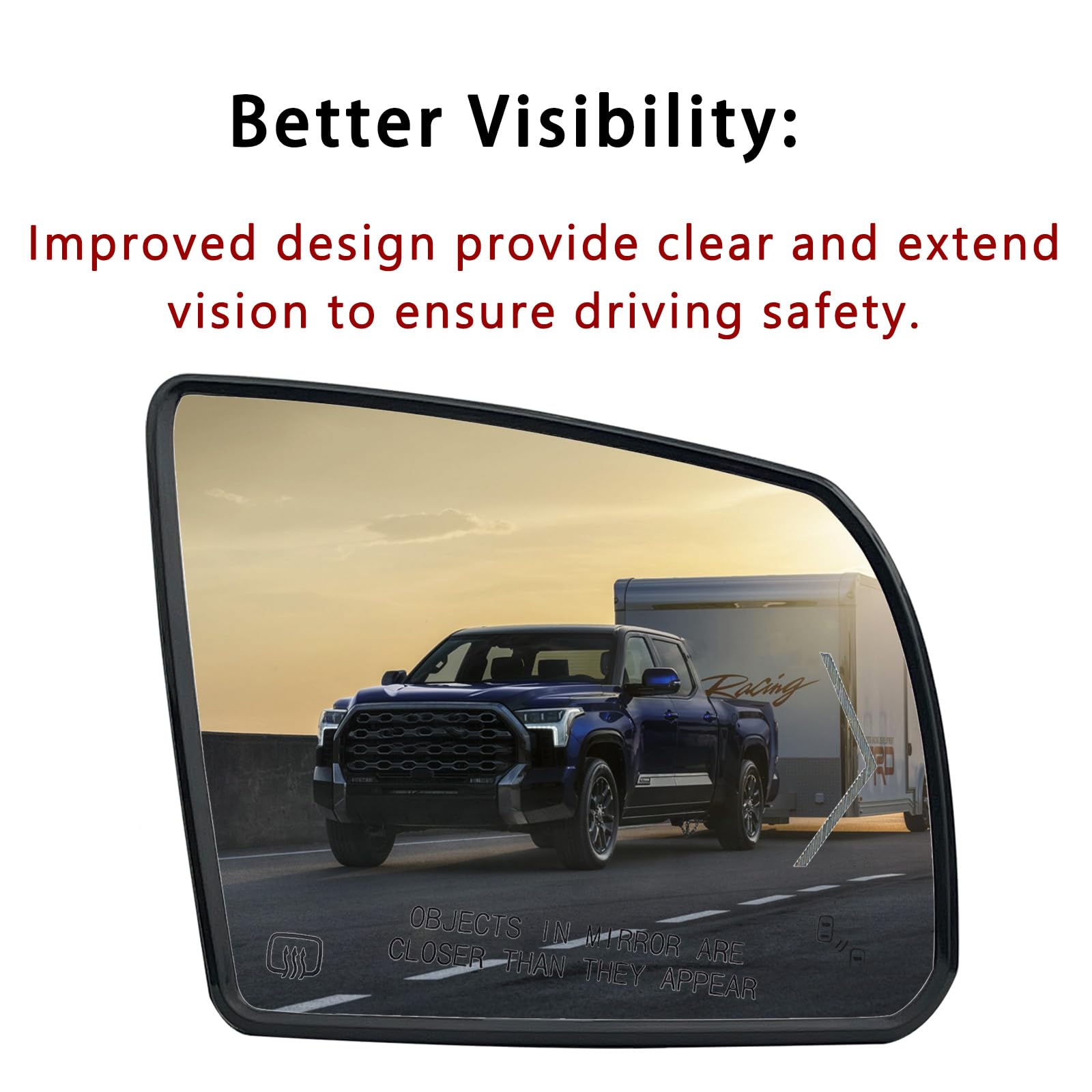 Passenger Side Heated Turn Signal And Blind Spot Detection System Mirror Glass Replacement For 2008-2017 Toyota Sequoia 2007-202