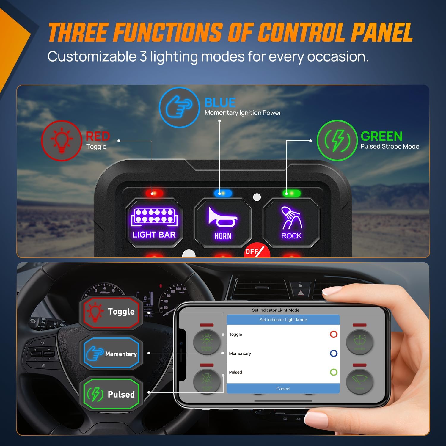 Nilight 6 Gang Switch Panel 12V 24V Universal Circuit Control Relay System with RGB Backlight APP Fuse Wiring Harness Automatic