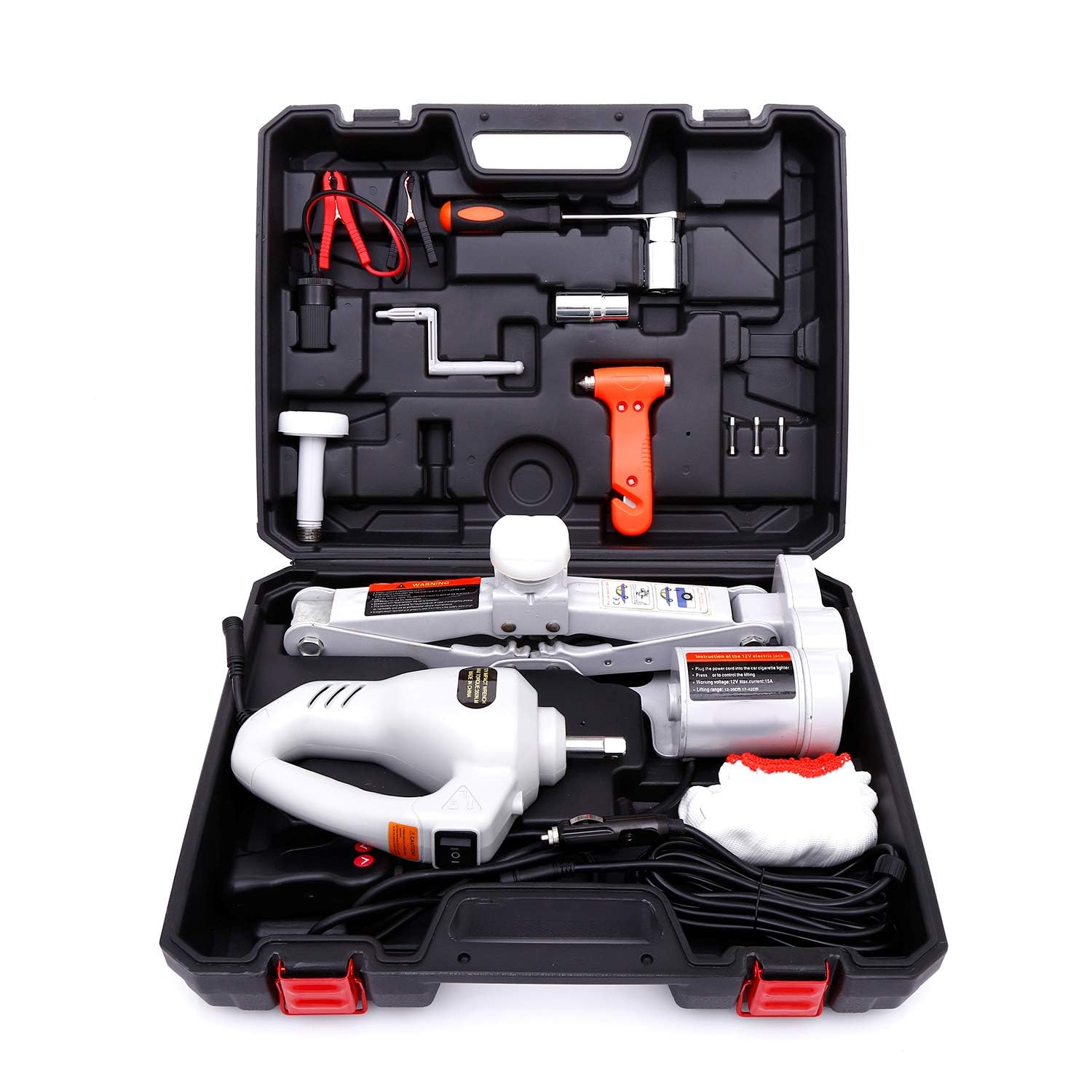 Trihelper Electric Car Jack Kit 12V Trailer Floor Jack Stands Set 3 Ton Vehicle Scissor Car Lift for Tire Change and Road Emerge