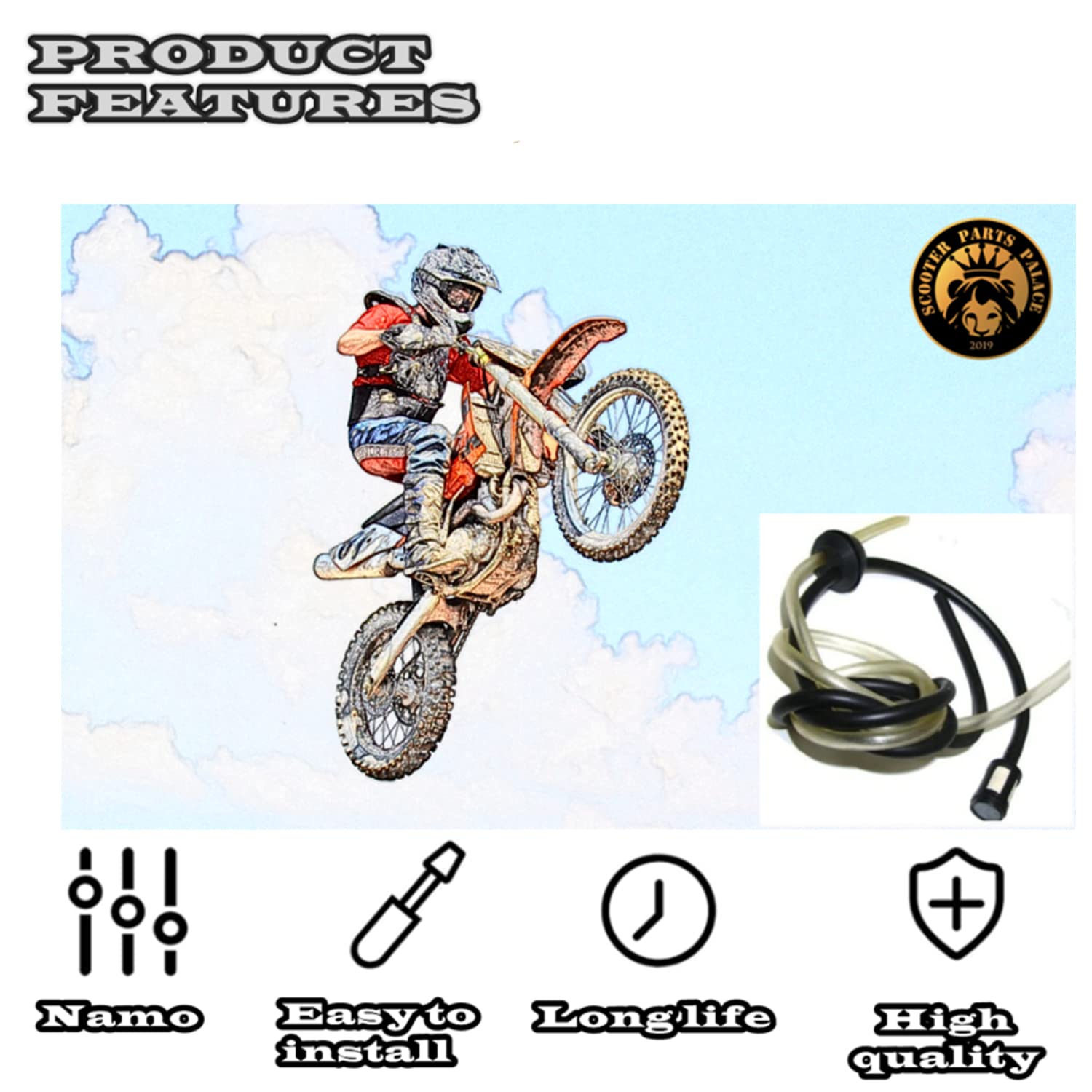 Gas Lines Fuel Hose Compatible With X1 X2 X7 X8 Cat Eye Zooma Ty Rod G-Scooter 49Cc-35 Inch Long Version