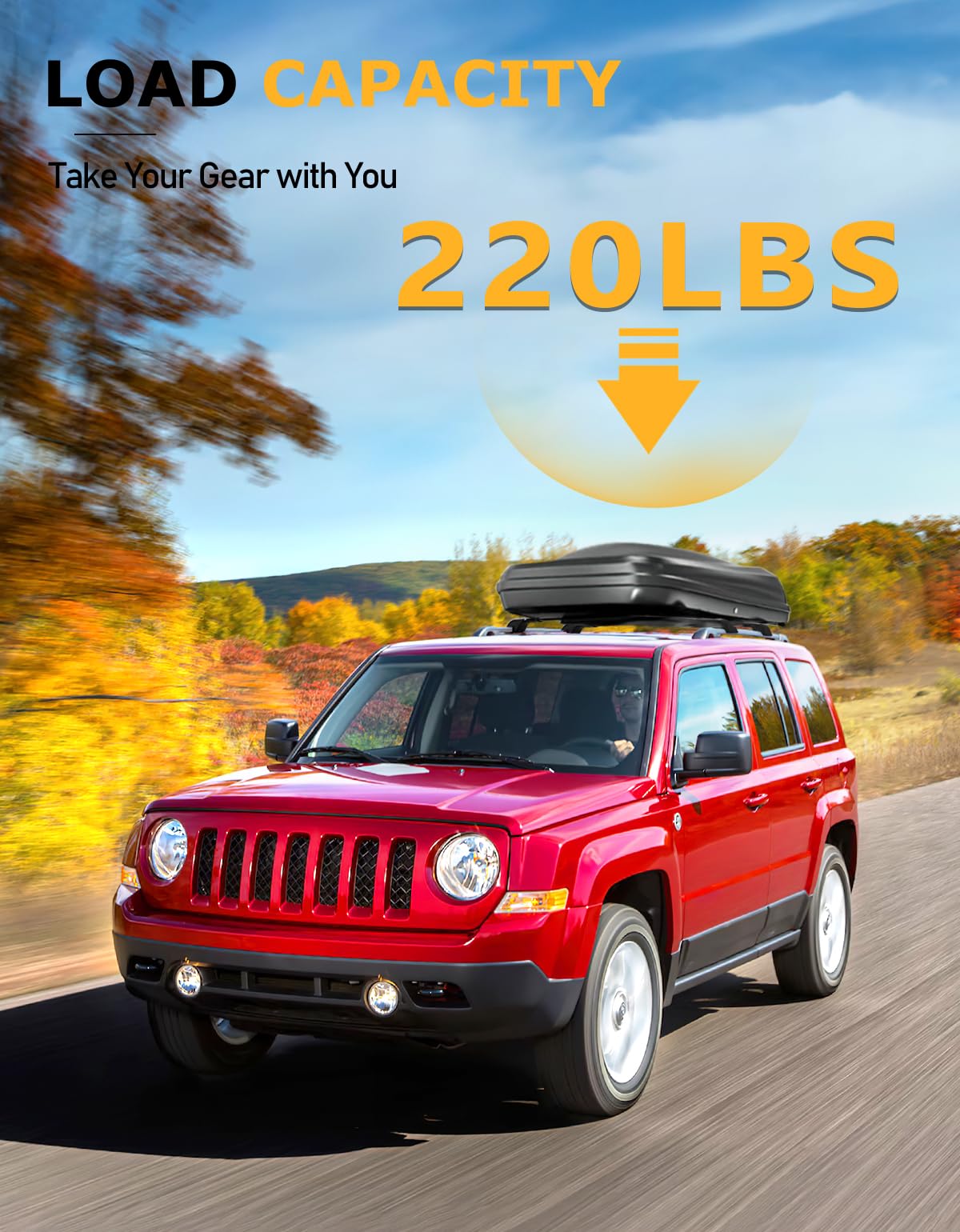 Tuyoung 220lbs Lockable Roof Rack Cross Bars Compatible with Jeep Patriot 2007-2017,Heavy Duty Anti-Theft Aluminum Roof Rails Cr