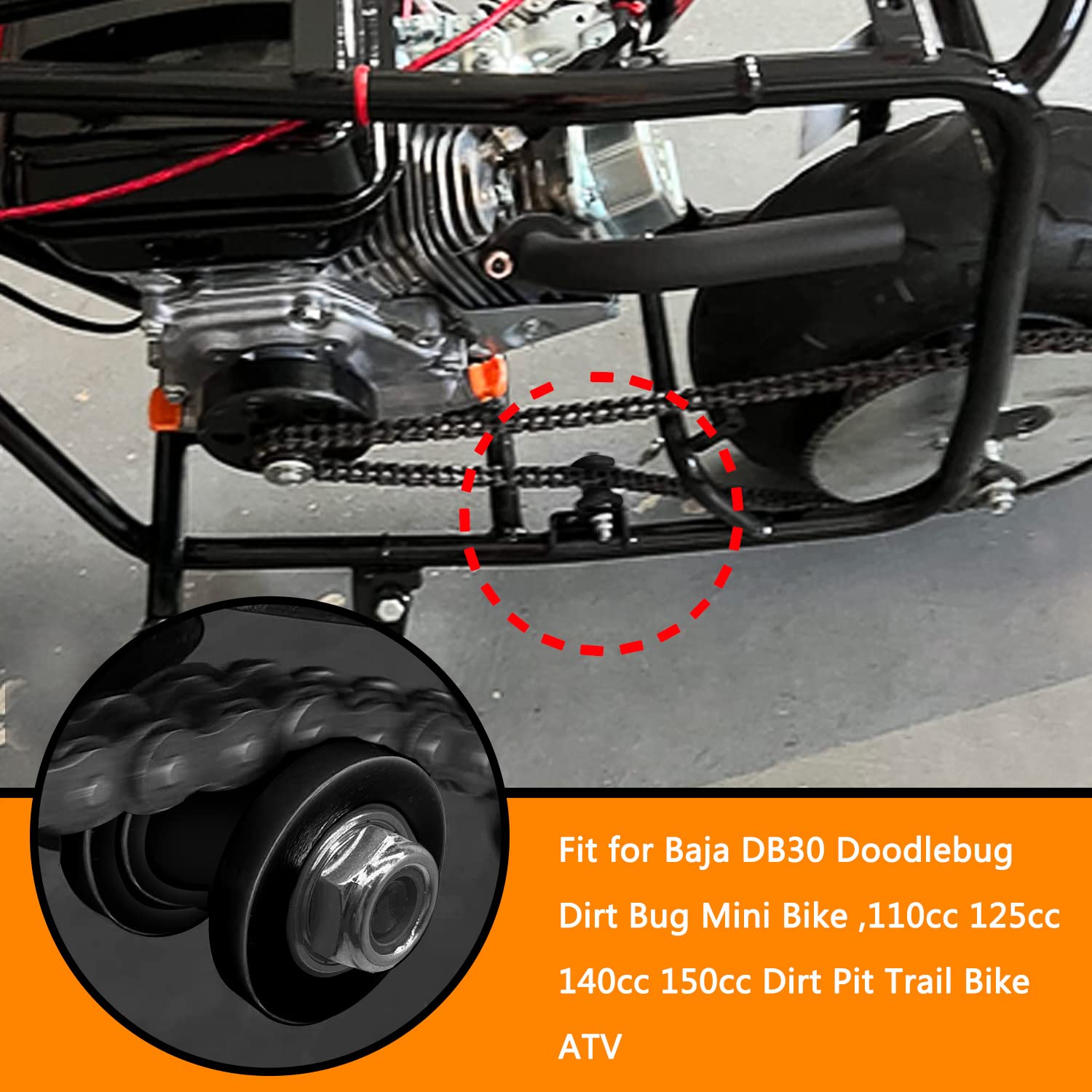 Holato 8Mm 0.31' 10Mm 0.39' Chain Roller Tensioner Wheel Guide For Baja Db30 Doodlebug Dirt Bug Mini Bike 110Cc 125Cc 140Cc 150Cc Ssr Xr125 Crf50 Klx110 Dirt Pit Trail Bike Atv Quad Motorcycle Black