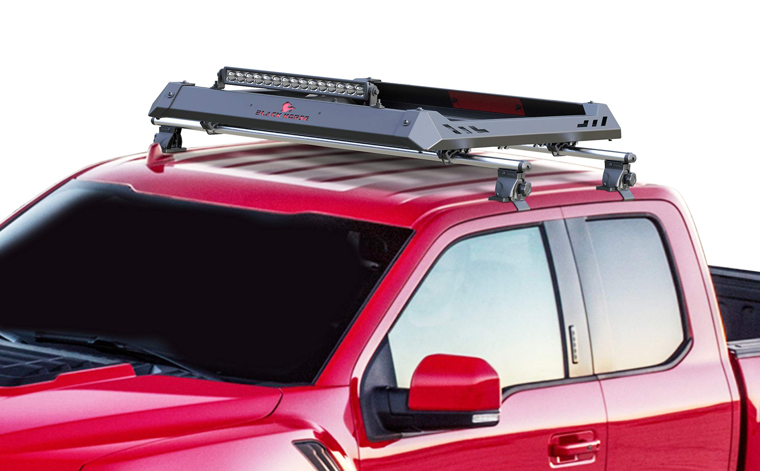 Black Horse Traveler Aluminum Roof Mounted Cargo Basket Rack (50'' X14 X9) Silver Compatible With 2016-2023 Toyota Tacoma-Trrb260S