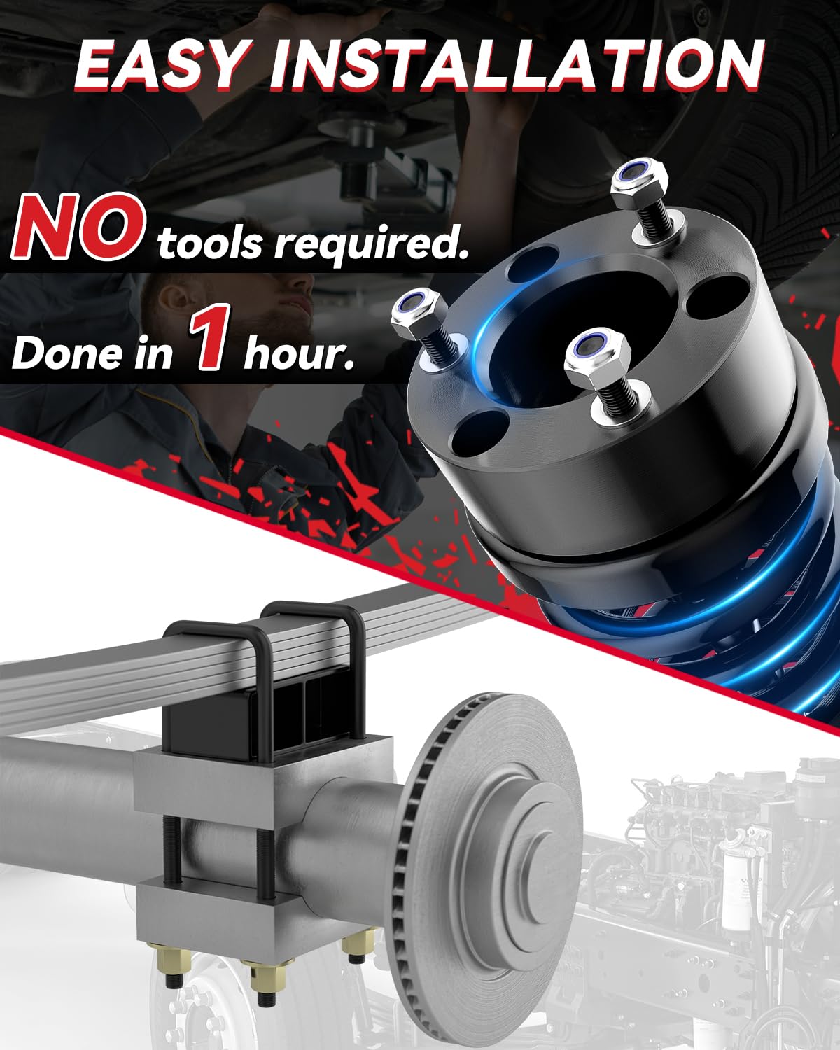 3'' Front and 2'' Rear Leveling Lift Kits for 2005-2023 Frontier 2WD 4WD, 3 inch Front Strut Spacers and 2 inch Rear lift block