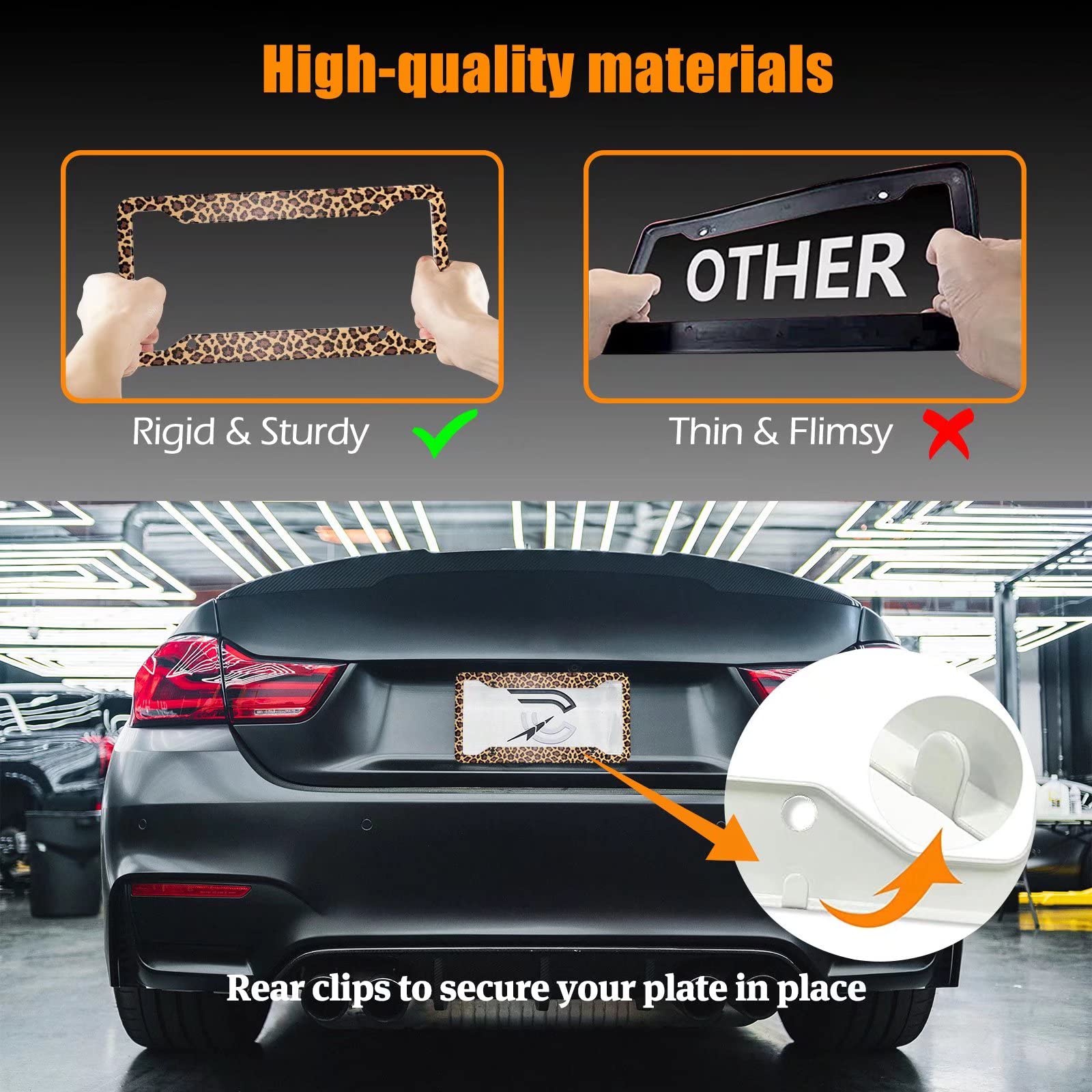 Leopard Cheetah Print License Plate Frames Covers Holder Brown Leopard Print Car Tag Frame Covers Holder Aluminum Metal 4 Holes