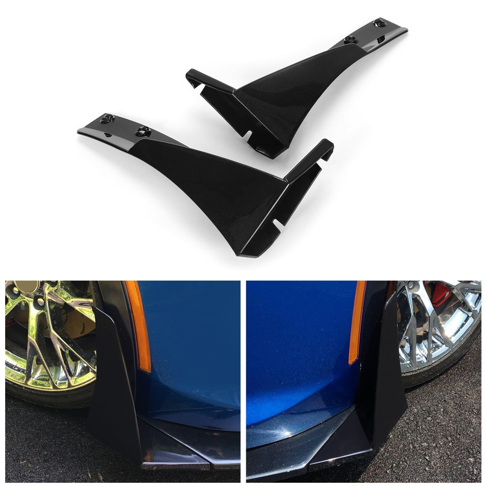 ECOTRIC Front Splitter Extension Winglets Compatible with 2014-Up Corvette C7 / EOS Z06 Z07 Stage 3 Style Replacement for 22922353 Painted Light Gray Metallic (1 Pair)