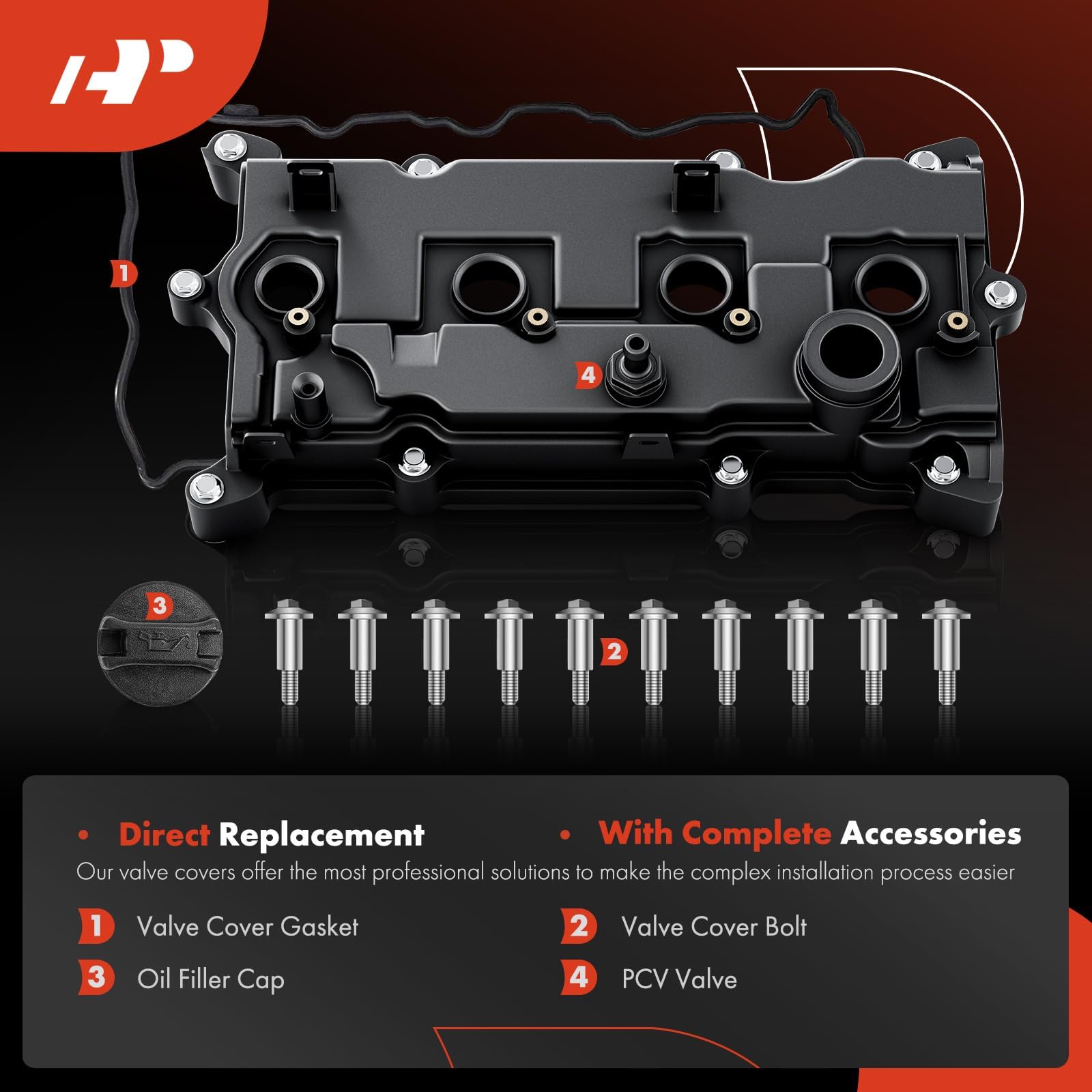 A-Premium Engine Valve Cover Kit, With Bolt & Oil Filler Cap, Compatible With Nissan Infiniti Model - 2013-2018 - Altima, Rogue,