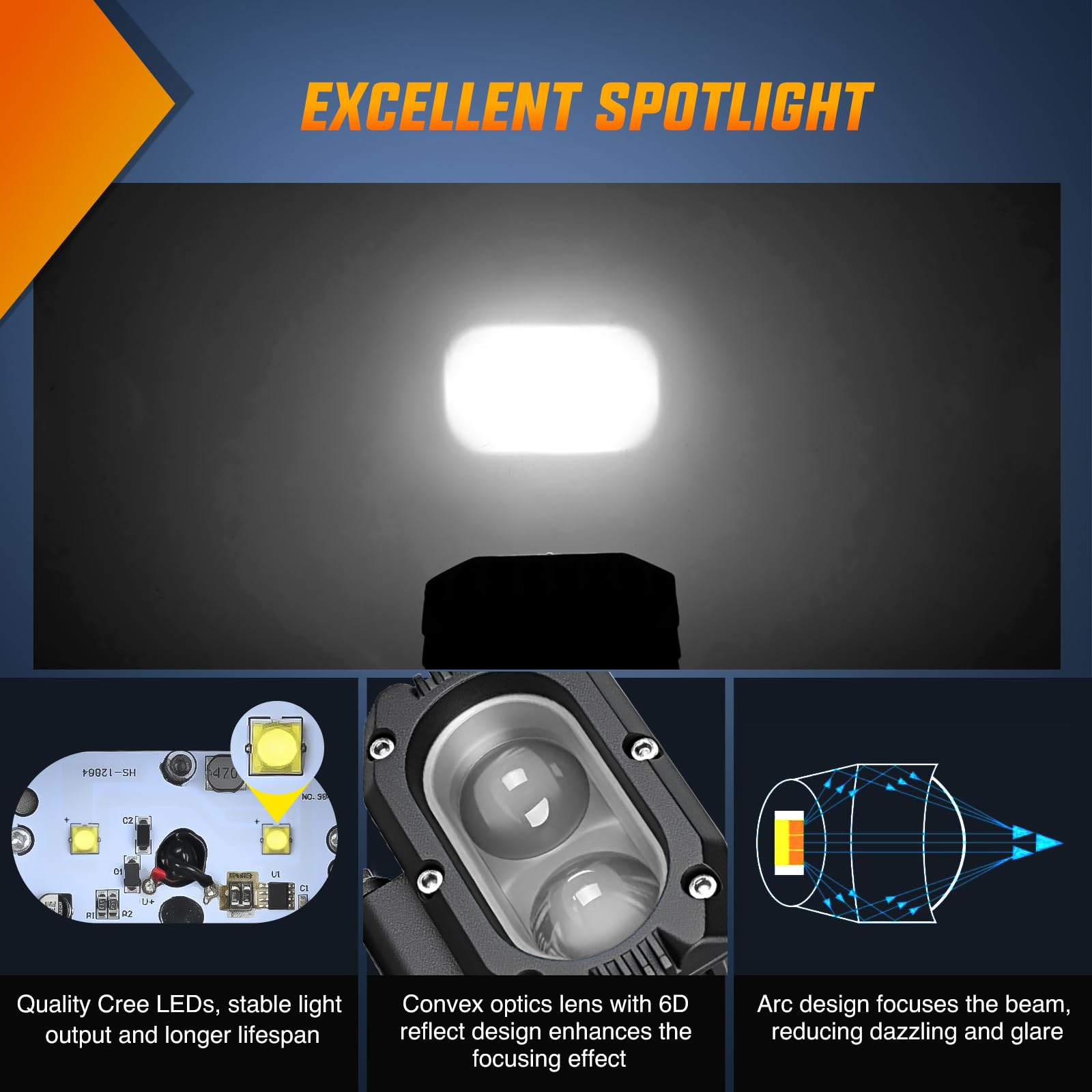 Nilight Led Pod Light 48W 4 Inch 2 Pcs White Spot Beam Driving Lights Led Pods Ip67 Waterproof Auxiliary Offroad Lighting For Tr