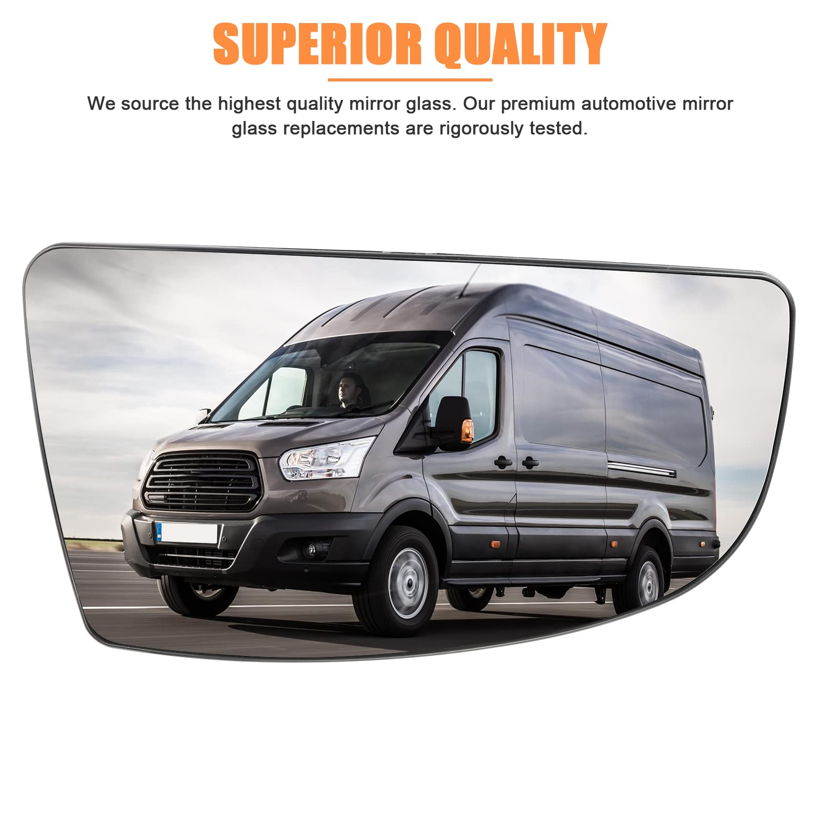 LHCDQSKCW Compatible With Ford Transit T150 T250 T350 2015 2016 2017-UP Passenger Right Side Mirror Glass, Lower Tow Mirror with