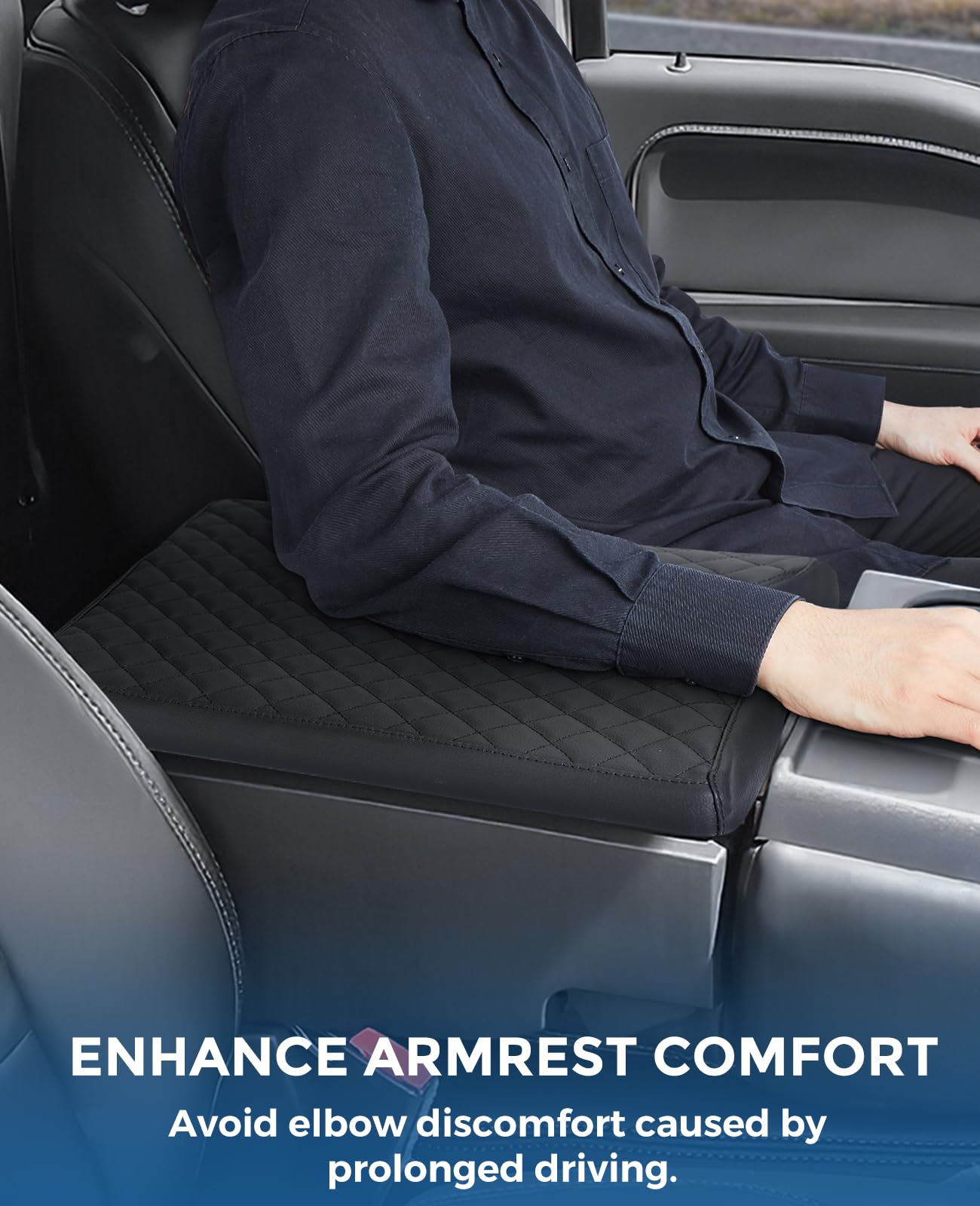 Issyauto Center Console Cover Compatible With 2015-2023 F150, 2017-2023 F250 F350 F450 With 40/20/40 Jump Seat, Leather Armrest Cover Middle Console Cover Armrest Box Protective Cover