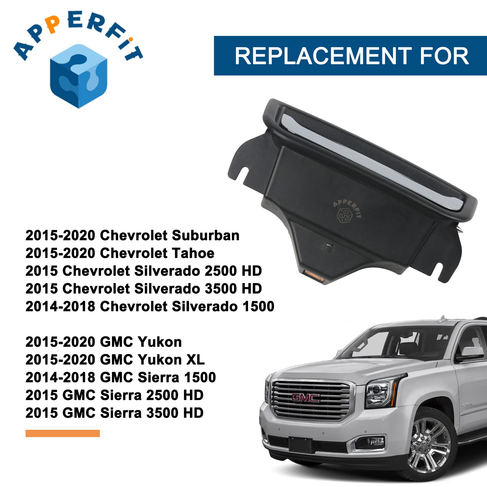 APPERFiT Center Console Latch Handle (Chrome) 22861304 Compatible with 2014-2020 Chevy Silverado & GMC Sierra 1500 2500 HD 3500