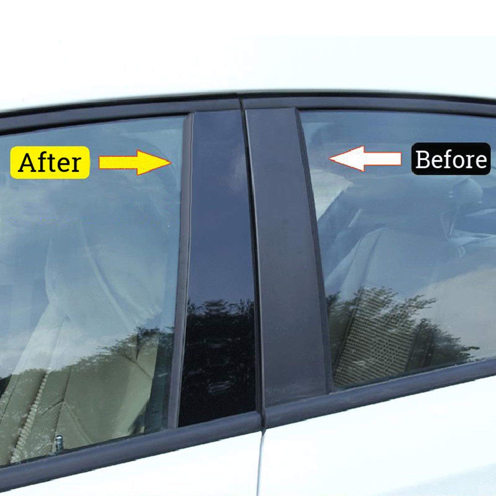 Xotic Tech Pillar Post Side Door Window Cover Trim Pre-Cut Molding, Compatible With Honda Crv 2007-2011 (Glossy Black)