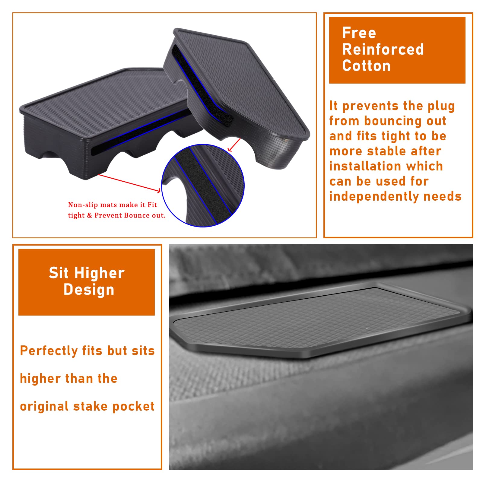 Bed Rail Stake Pocket Covers For Gmc Sierra 1500/Chevy Silverado 1500 2019-2023 2024 & Silverado/Sierra 2500/3500Hd 2020 2021 2022 2023 2024 Rear Truck Tonneau Covers Stake Holes Cap Plugs(2 Packs)