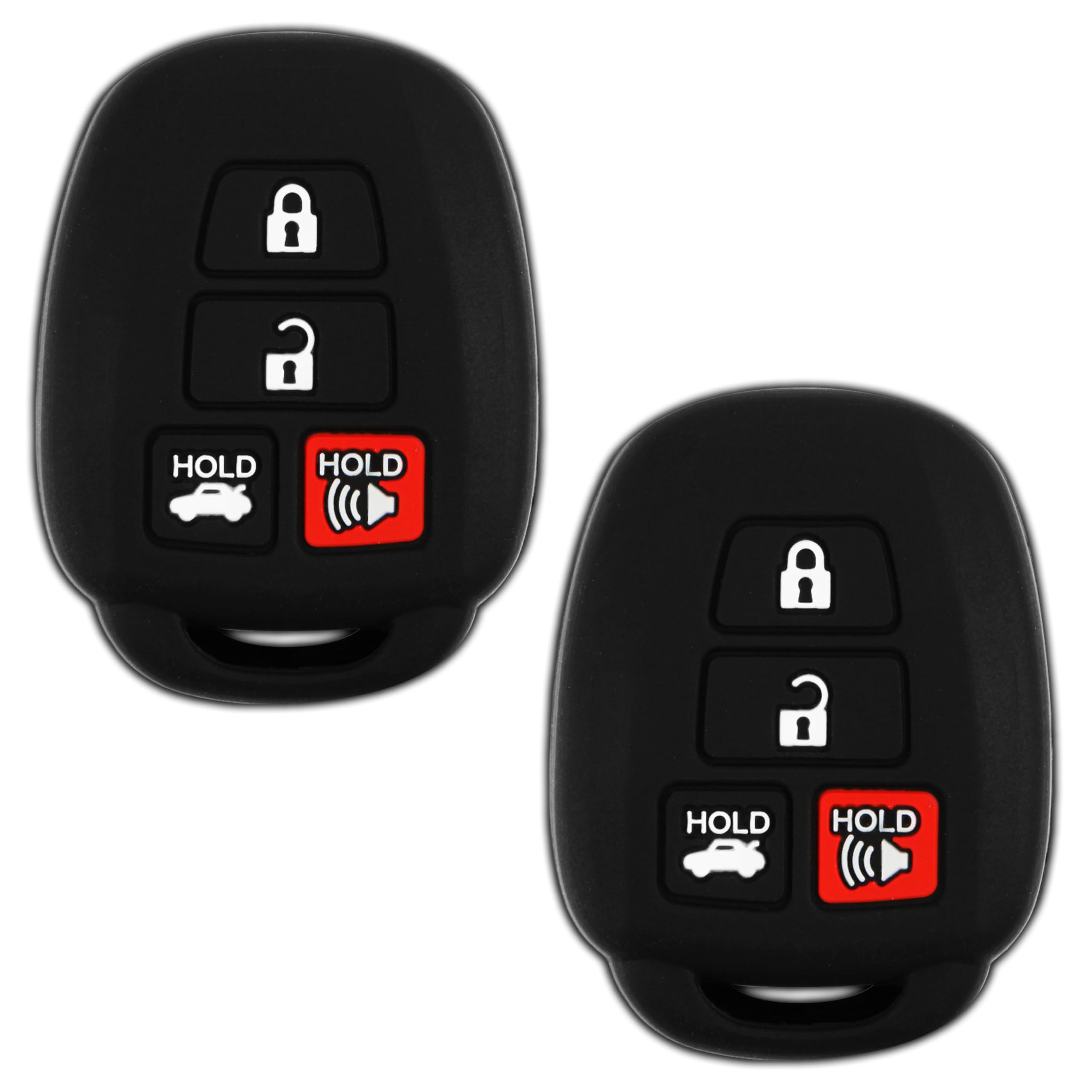 2X Keylessoption Key Fob Cover Replacement For 2012 2013 2014 Toyota Camry Corolla Tacoma Remote Silicone, 4-Button Hyq12Bdm