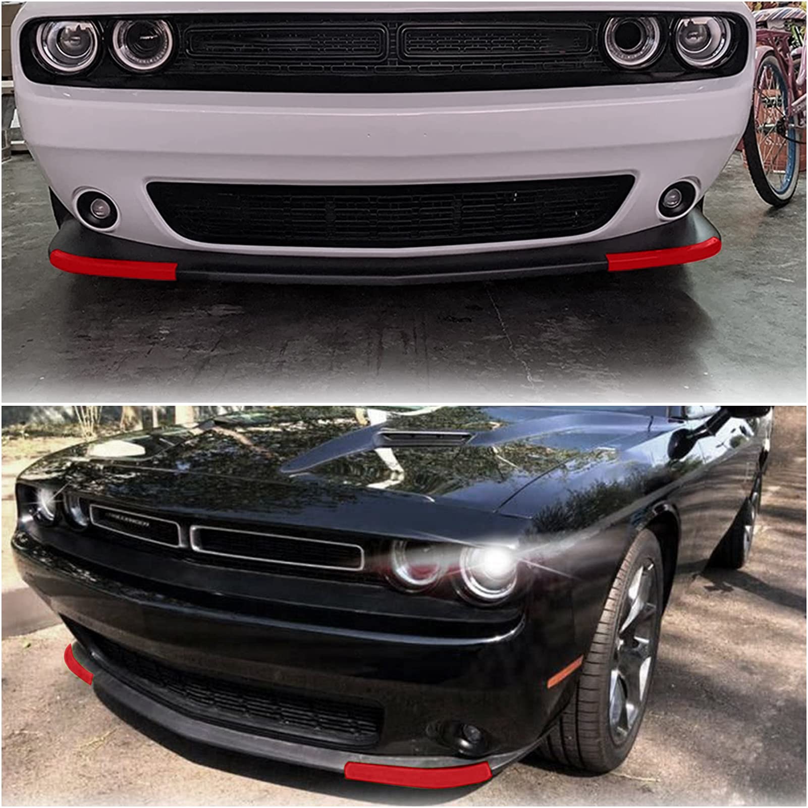 Voodonala Front Bumper Lip Splitter Protector Cover Replacement Part For 2015-2023 Dodge Challenger Scat Pack R/T Gt Srt Plus,No