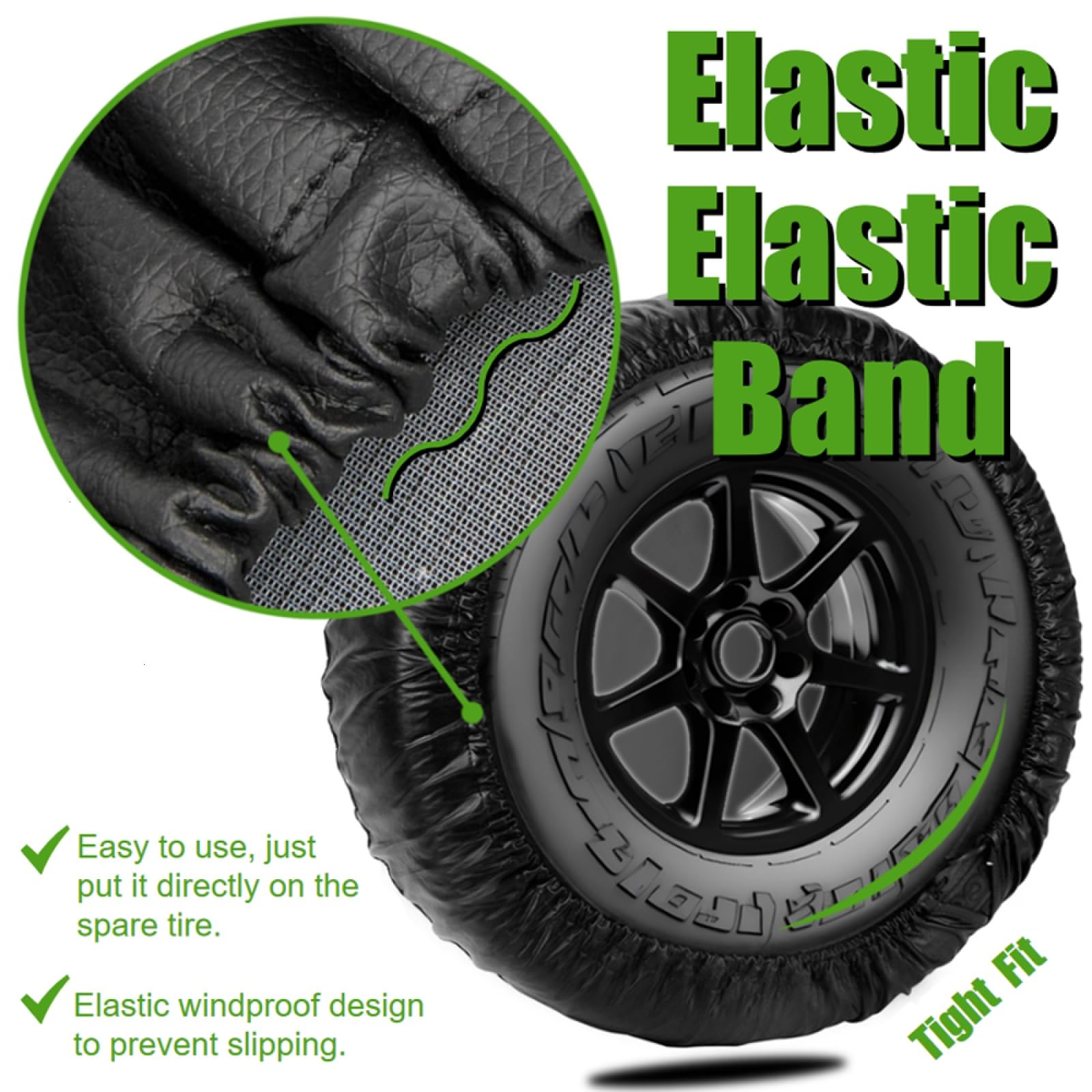 WSSROGY 16 inch PU Leather Soft Trailer Spare Tire Cover Fit for Jeep, SUV, Truck (Black, 16 Inch for Diameter 29 ''-31 '')