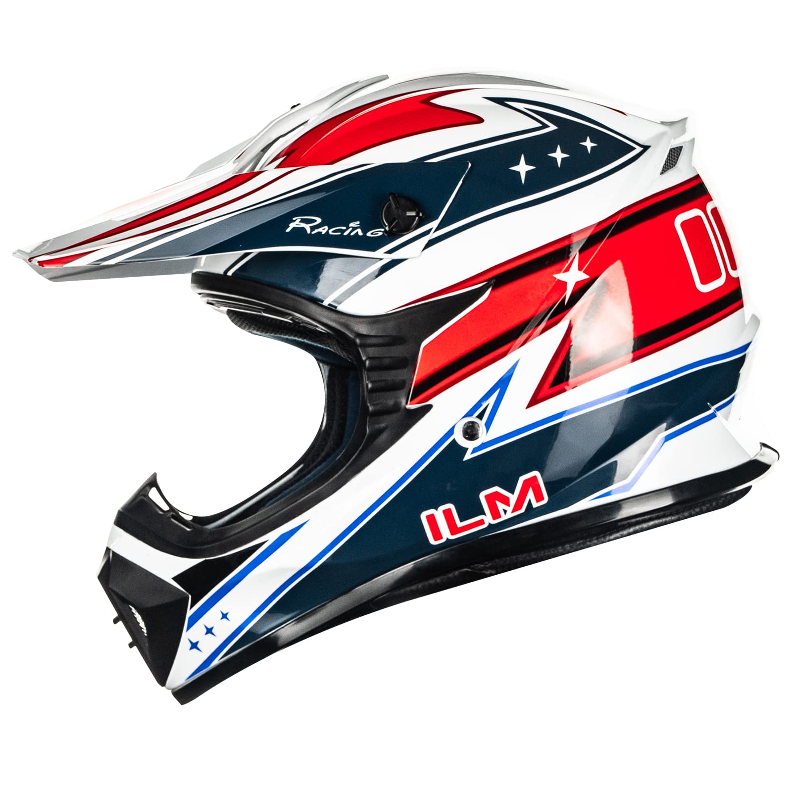 ILM Adult Dirt Bike Helmets Motocross ATV Dirtbike BMX MX Offroad Full Face Motorcycle Helmet, DOT Approved Model 128S (Red Blue