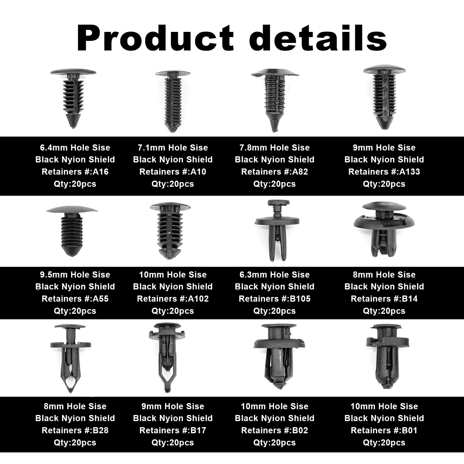 240pcs Car Plastic Push Pin Rivet Fasteners, Car Retainer Clips Plastic Fasteners Kit with Remover Tool, Assortment Universal Re