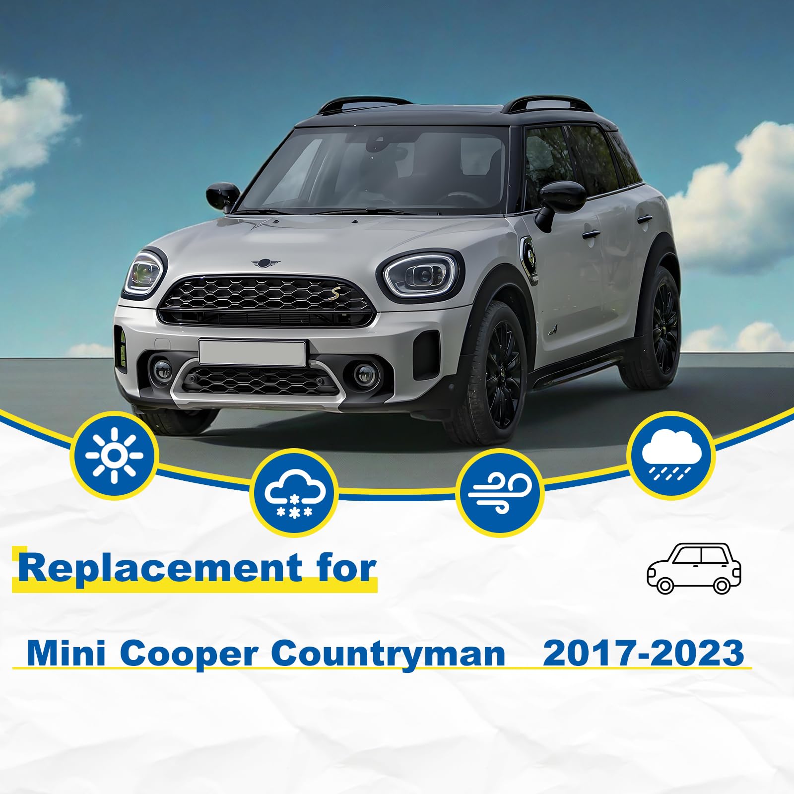 Hrsno 23''+21'' Windshield Wipers With 10'' Rear Wiper Blade Sets Automotive Replacement For Mini Cooper Countryman 2017-2023,Ea