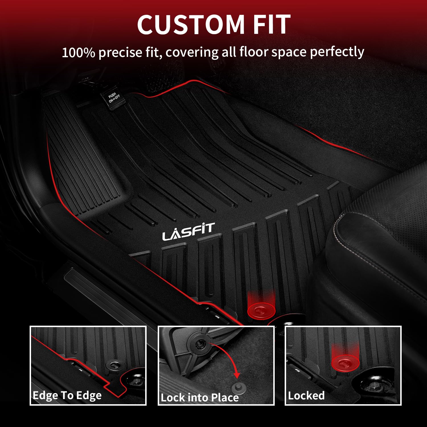 Lasfit Floor Mats For Toyota Camry 2017 2016 2015 Le/Se/Xle/Xse/Hybrid, Custom Fit Tpe All Weather Floor Liners For Camry 2015-2