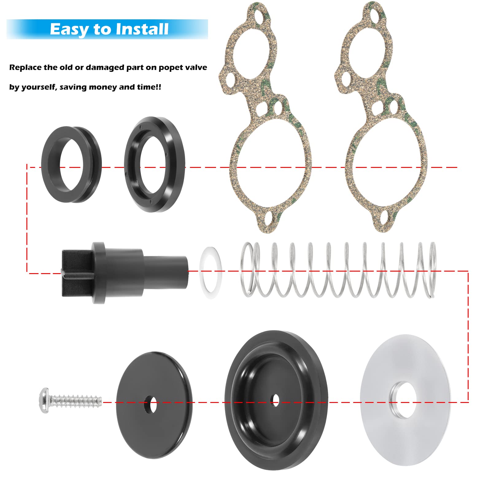 803062T1 Poppet Valve Kit Fit for Mercury 135-200hp 2.0L 2.5L V6, for Magnum II Magnum III XR4 XR6 V135 V150 V175 V200 Replace O