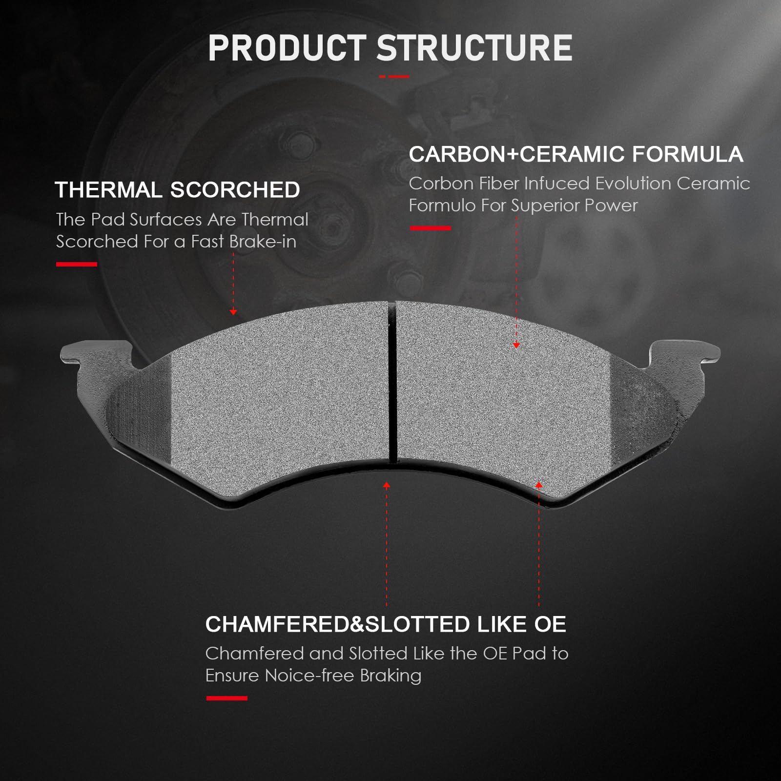 Cciyu D820 Front Ceramic Brake Pads Kits 4Pcs Fit For 2000-2002 For Dodge Dakota,2000-2002 For Dodge For Durango