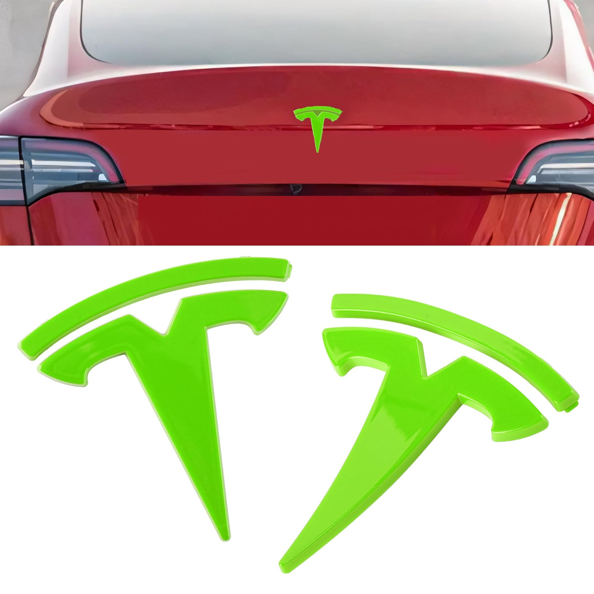 Tinlucys Front/Rear Trunk Emblem Cover Designed for Model 3 2017-2024,Badge Logo Protection Caps for Model 3 Green
