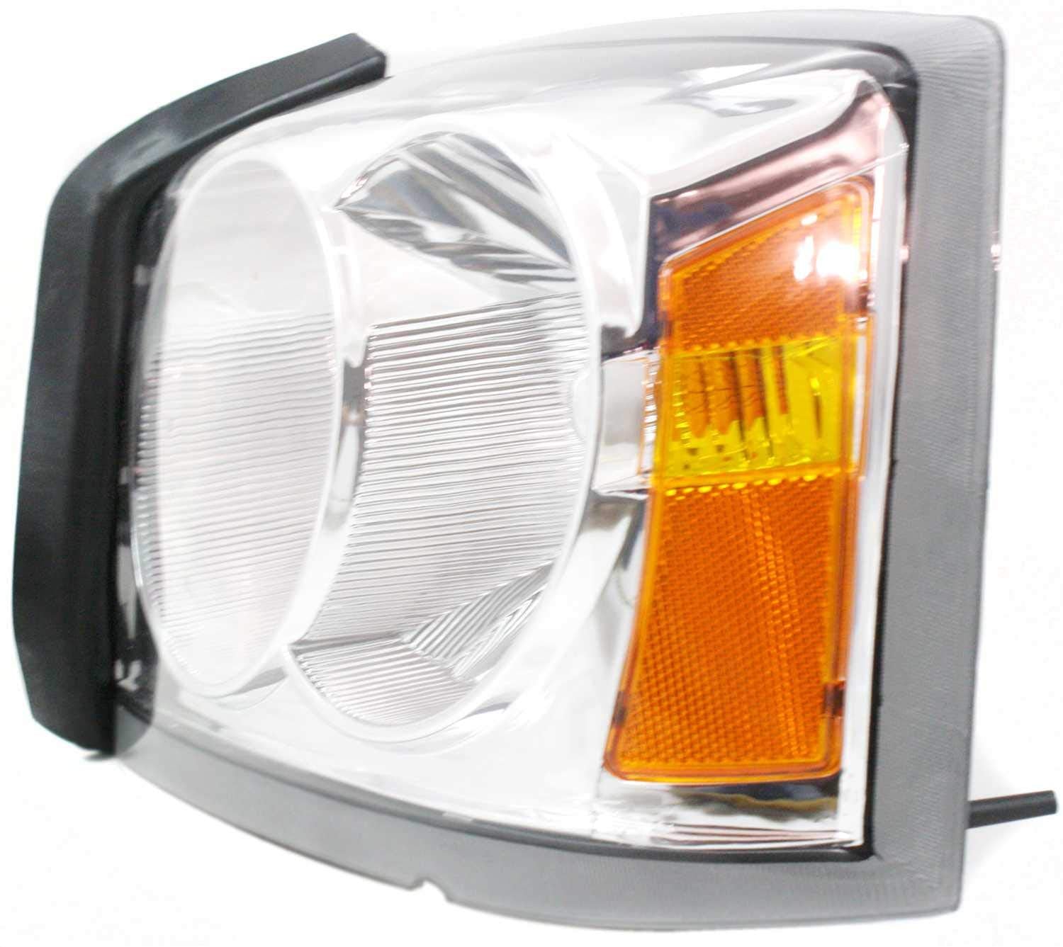 Evan-Fischer Headlight Assembly Compatible with 2005-2007 Dodge Dakota Halogen Chrome Interior with Corner Light Bulb Shield Driver Side