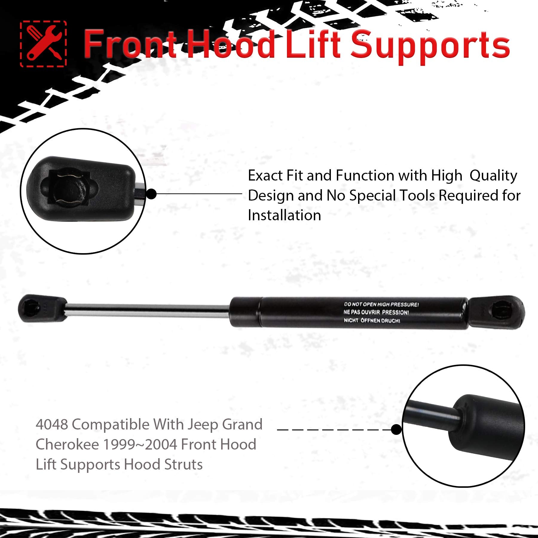 2 Rear Liftgate Struts, 2 Front Hood Struts, 2 Rear Window Lift Supports Fit For Jeep Grand Cherokee Gas Springs Shocks 1999-200