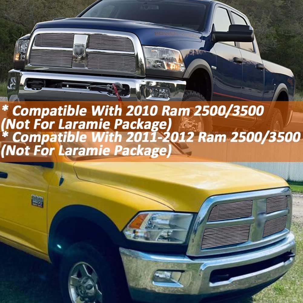 Fits Dodge Ram 2500/3500 2010 2011 2012 Chrome Front Billet Grille Combo Polished Grill Insert