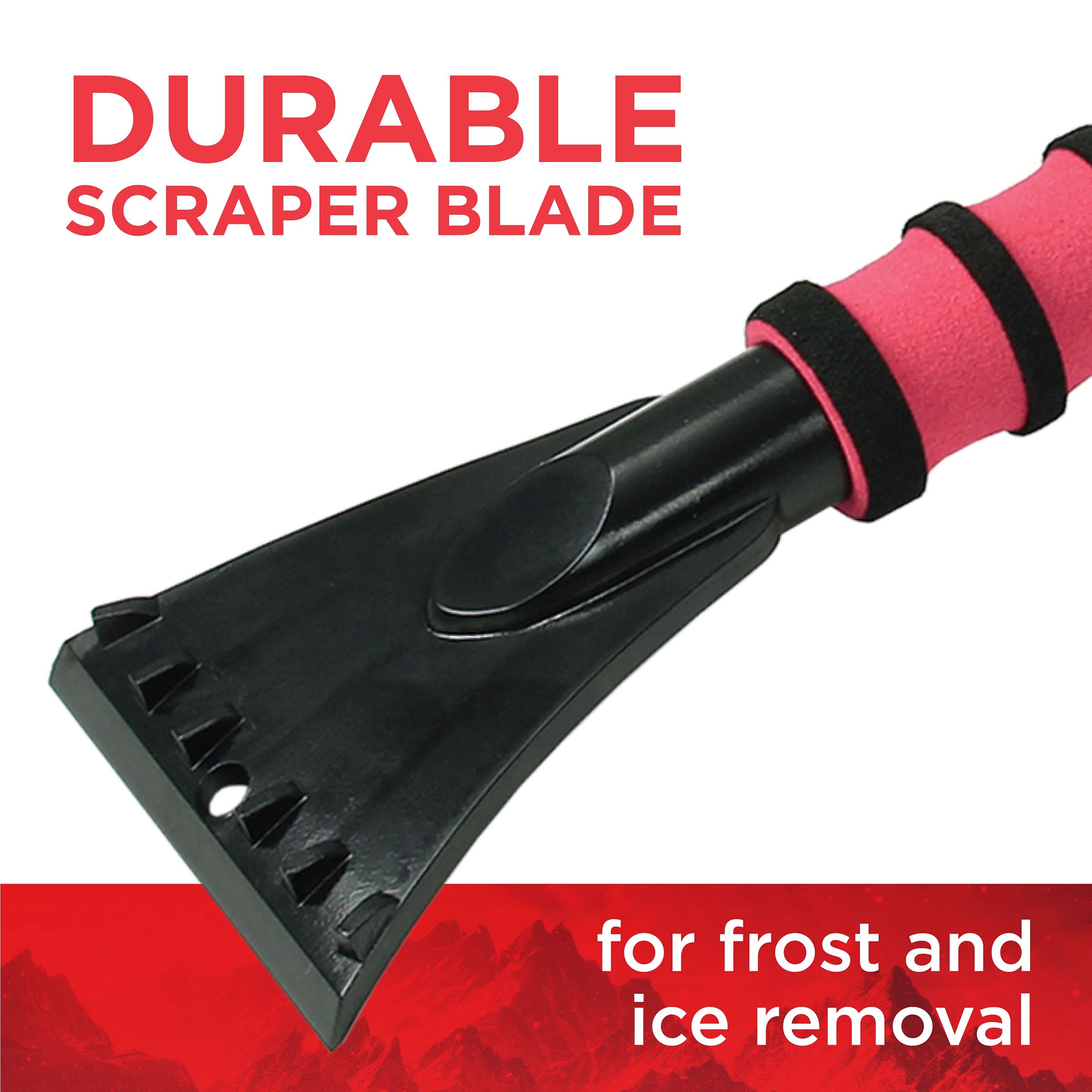 Mallory 532 Snow Brush with Ice Scraper for Cars, Trucks, SUVs - 26" Red and Blue Plastic Design