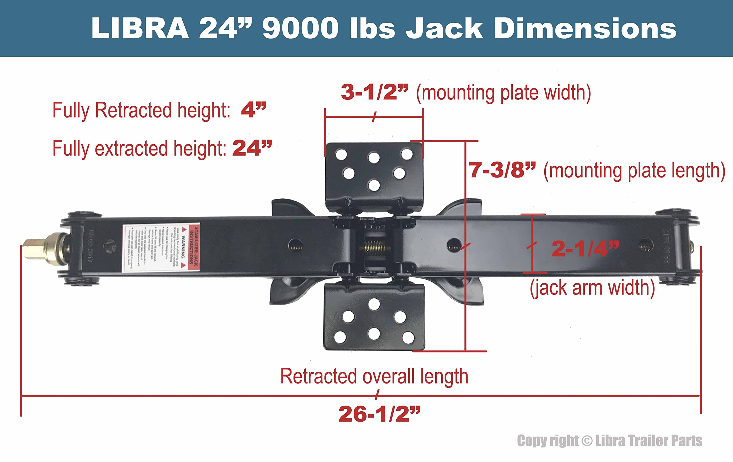 Libra 9K Lb Heavy Duty 24'' Rv Trailer Camper Stabilizer Leveling Scissor Jacks W/Dual Power Drill Sockets & Complete Installati