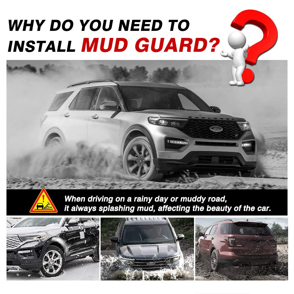 Autorder Mud Flpas Splash Guards For Ford Explorer 2020 2021 2022 2023 2024 2025 Accessories Mudflap Fender Flares Front And Rear Mud Guard Set 4Pcs