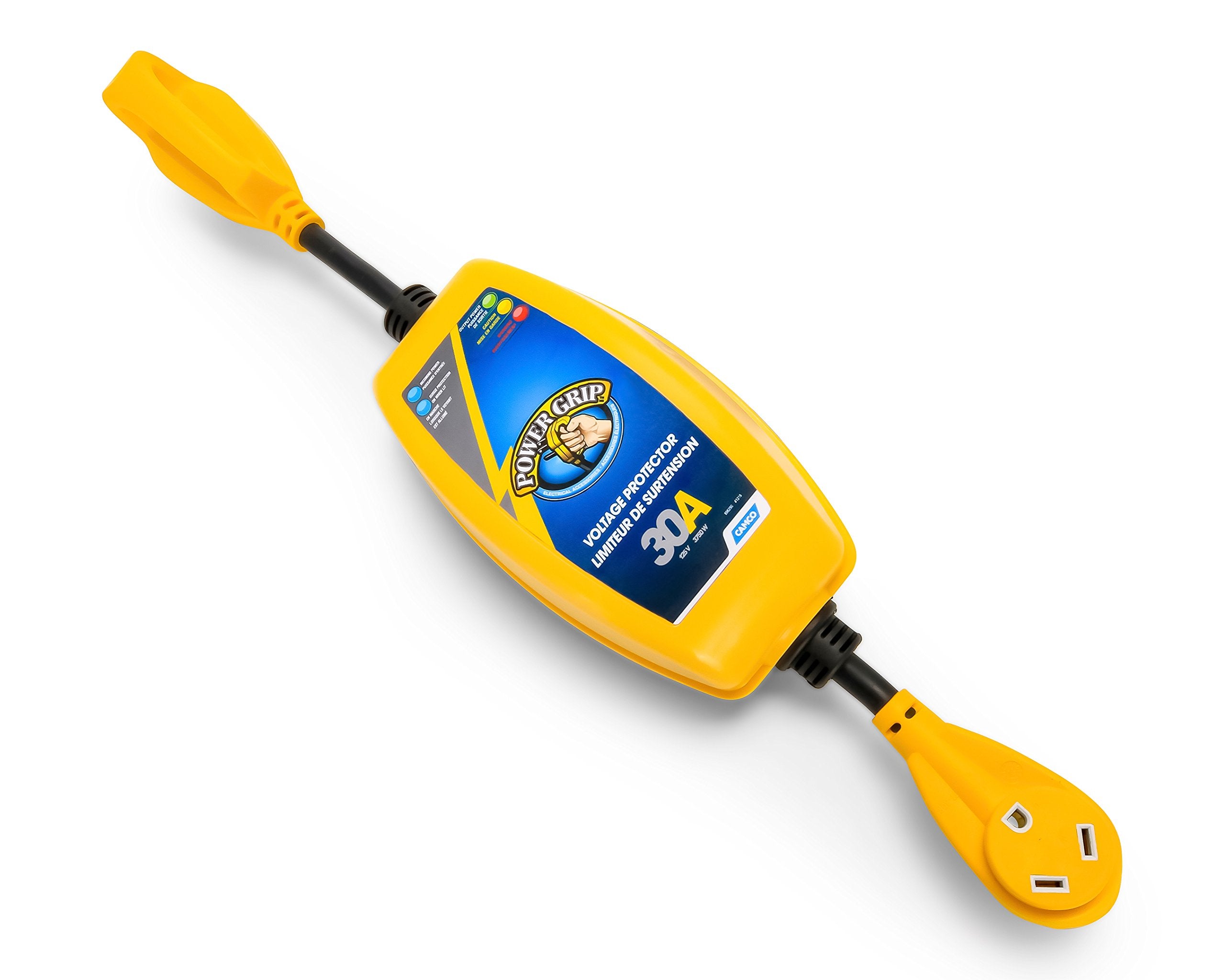 Camco Power Grip Camper/RV 30-Amp Voltage Protector - Features Integrated Surge Protection of Up to 2,800 Joules & Diagnostic LE