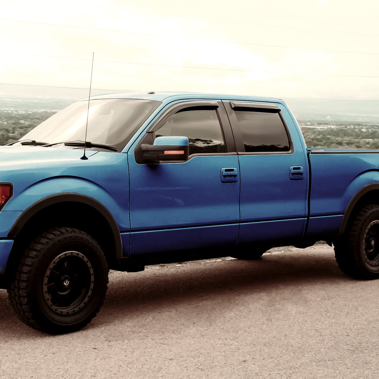 Goodyear Shatterproof Window Deflectors For Trucks Ford F150 2009-2014 Supercrew, Tape-On Rain Guards, Window Visors, Vent Defle