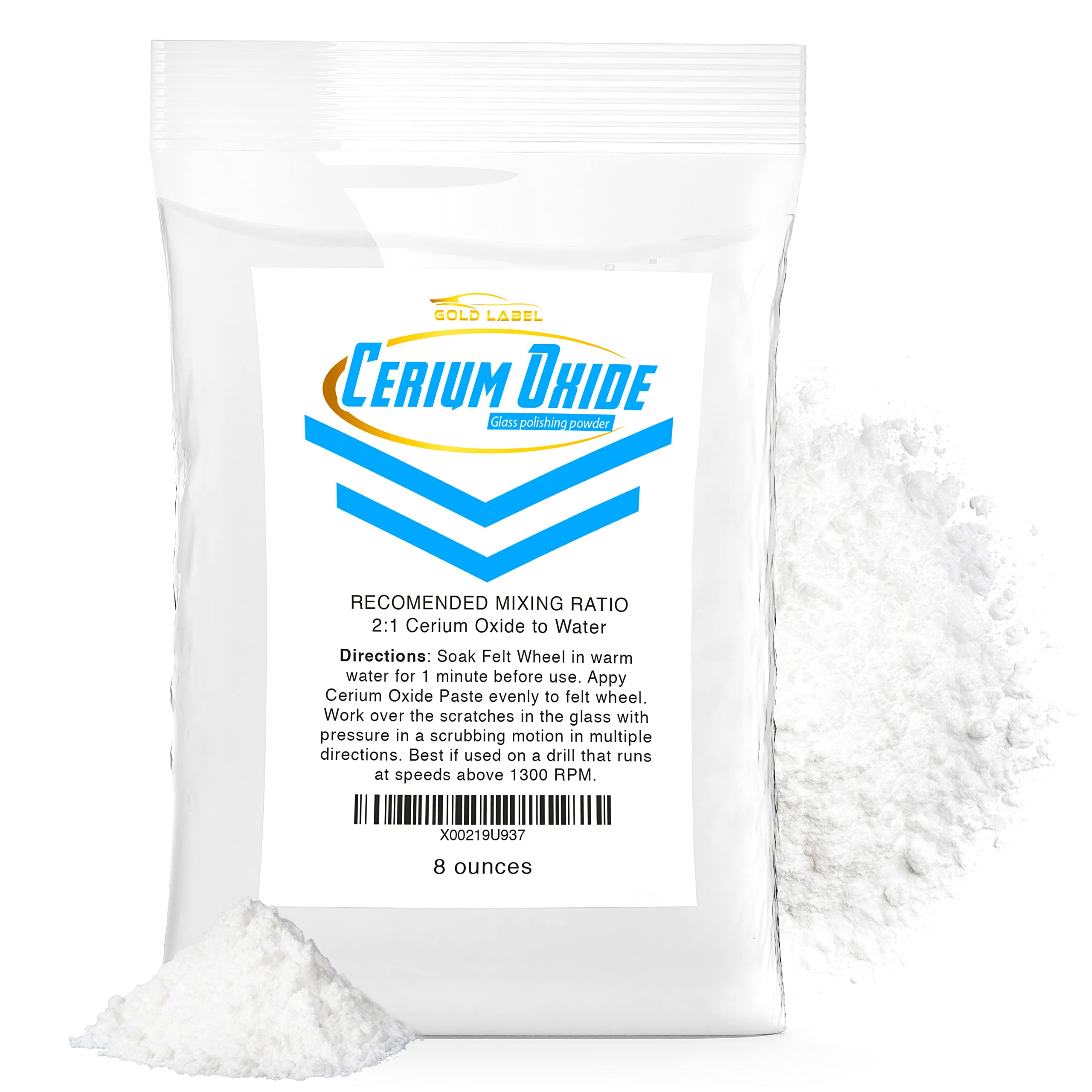 Optical Grade Cerium Oxide 8oz Glass Repair Powder | Glass Window and Windshield Repair | Optical Grade, for use with Camera, Sc