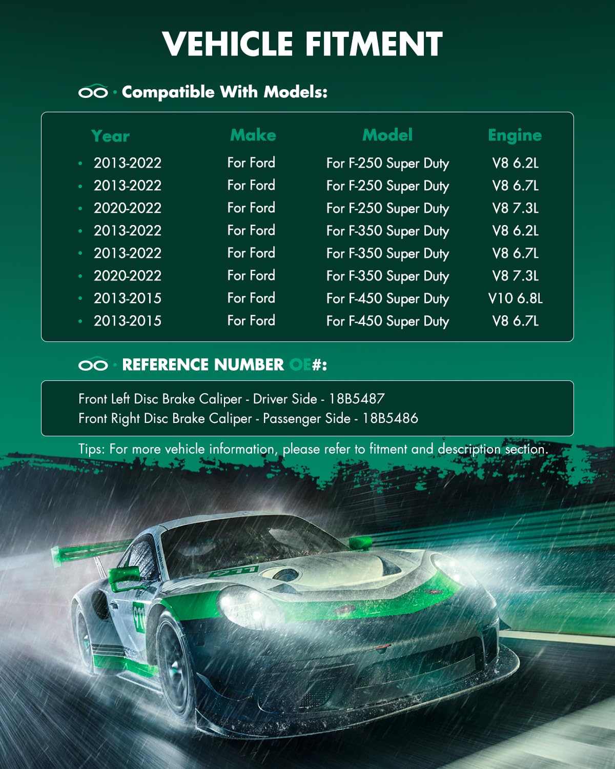 Scitoo 18B5487 18B5486 Front Left & Right Disc Brake Calipers Assembly W/Bracket For Ford For F-250 Super Duty 2013-2022,For For