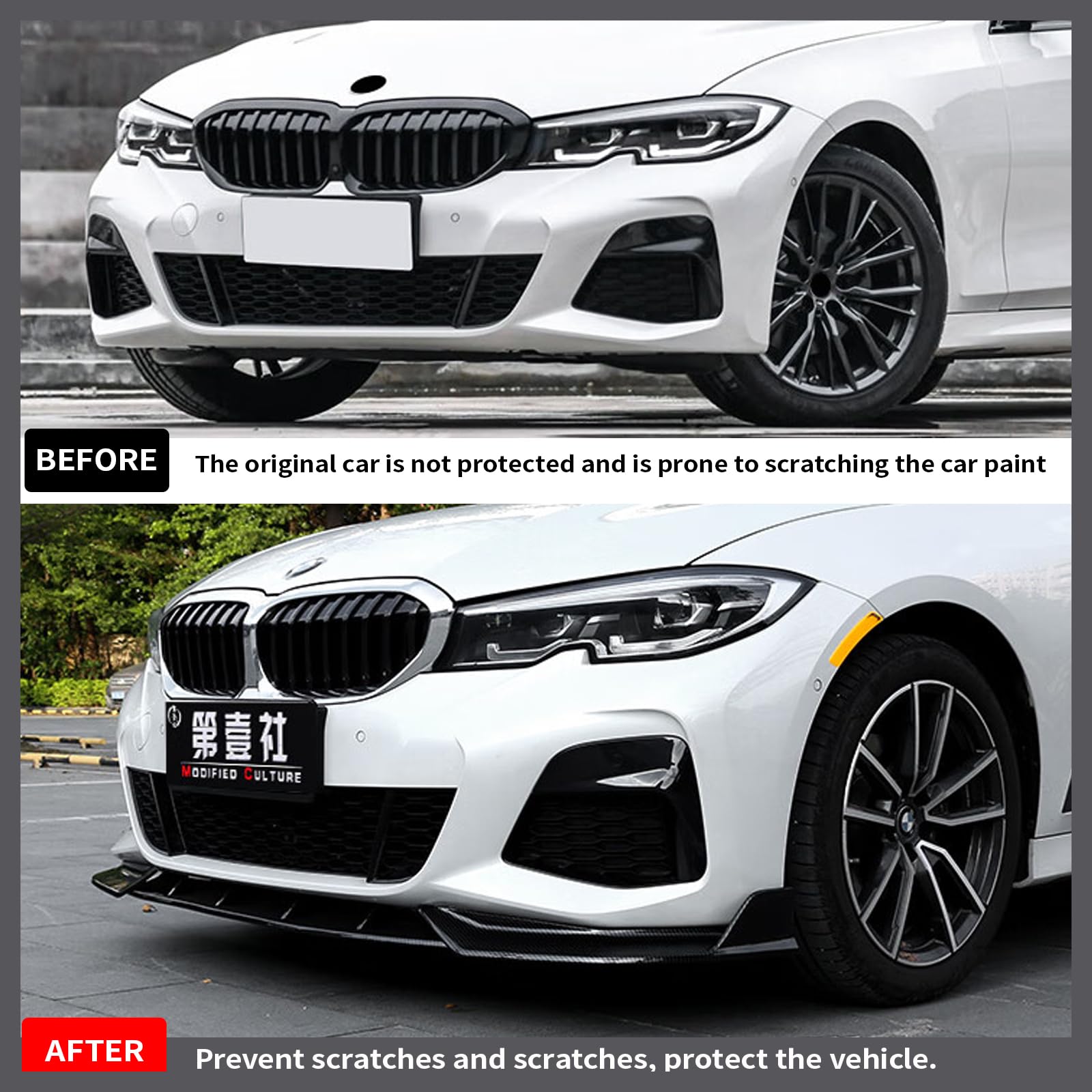 AAriguthel G20 Front Lip Compatible with 2019-2022 3 Series G20 Sedan 320i 330i 330e M340i 318d 320d 330d 3Pcs Lip Chin Spoiler