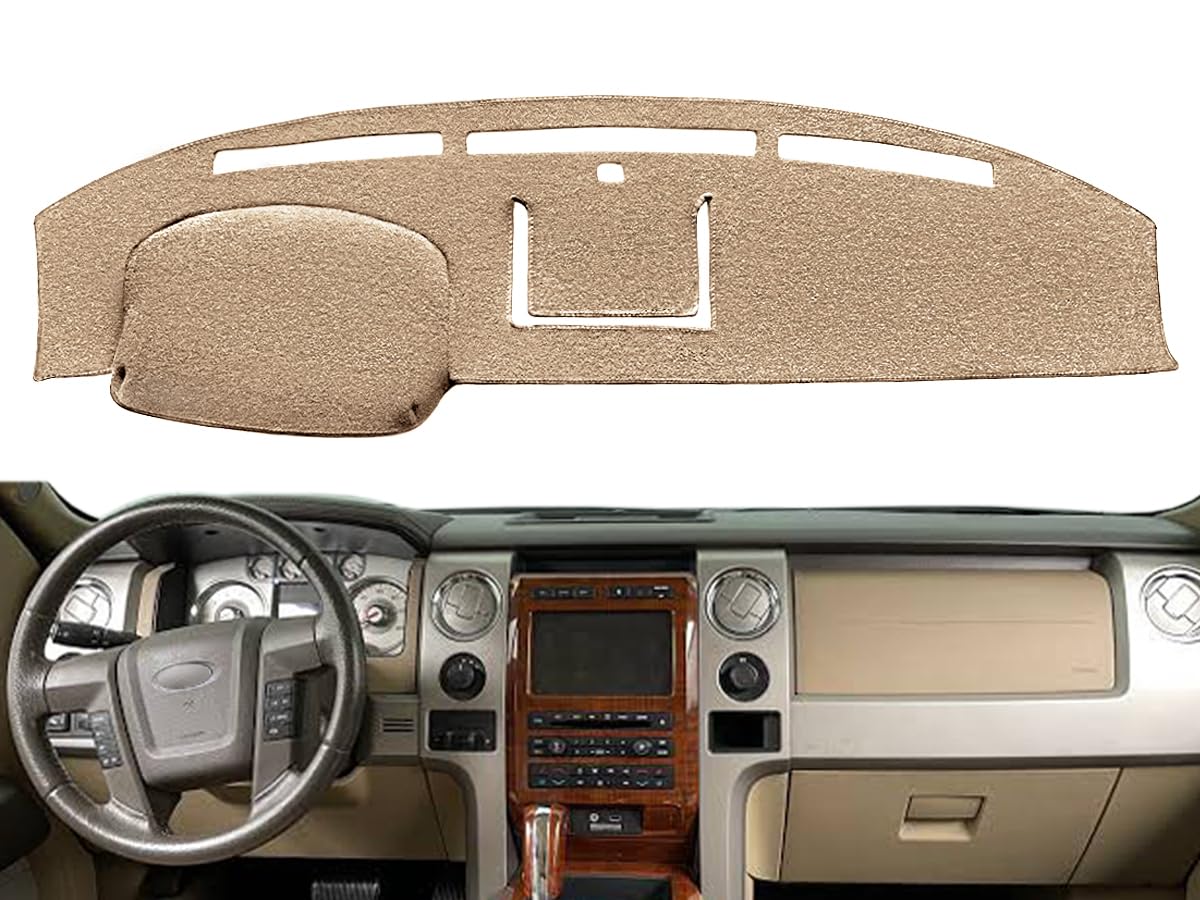 Yiz Dash Cover Mat Custom Fit For Ford F150 Raptor 2009 2010 2011 2012 2013 2014 With Light Sensor Dashboard Cap Pad Carpet Prot