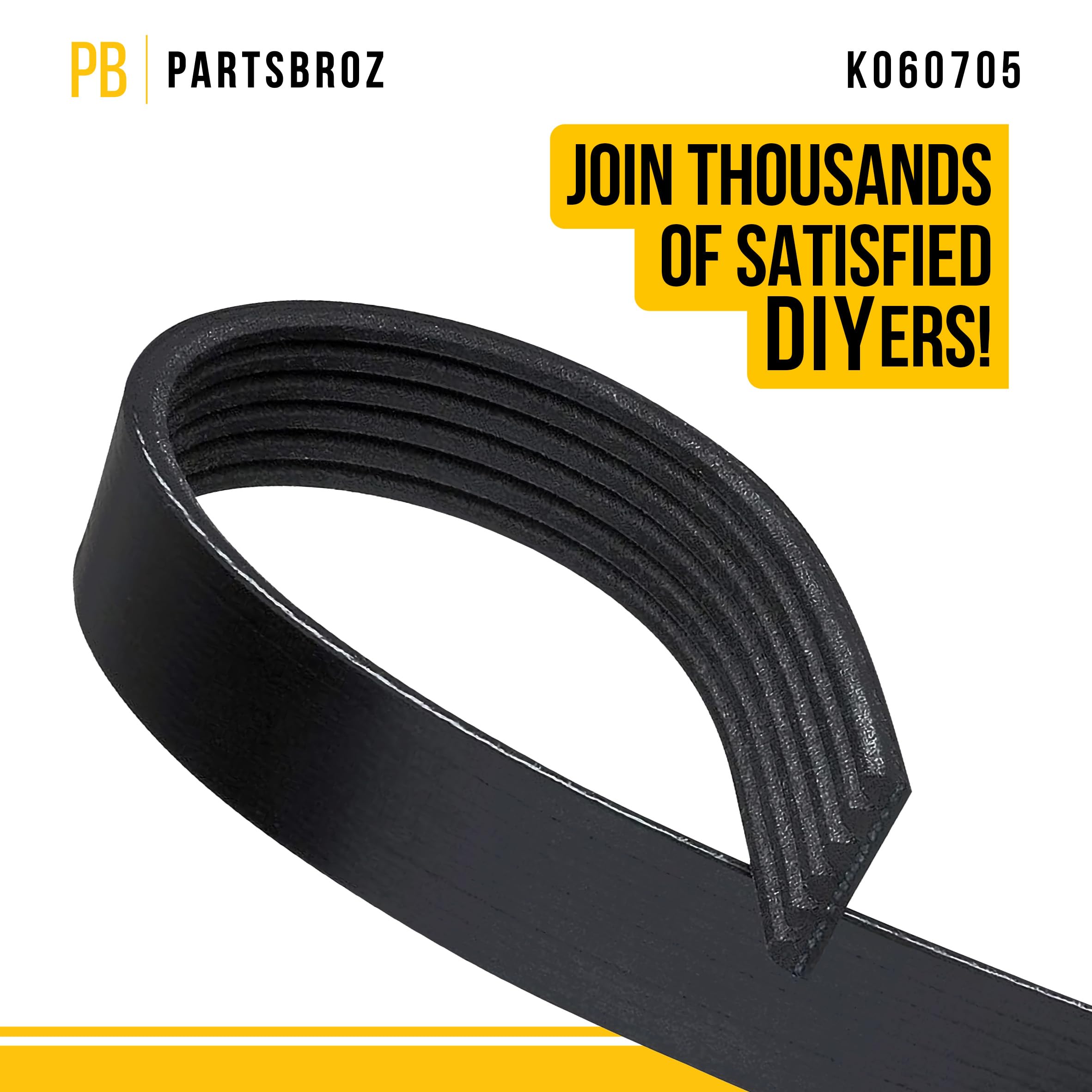 Partsbroz K060705 Micro-V Serpentine Drive Belt - Compatible With Gates Dayco Bando Acdelco Continental Masterpro Bmw - Replaces