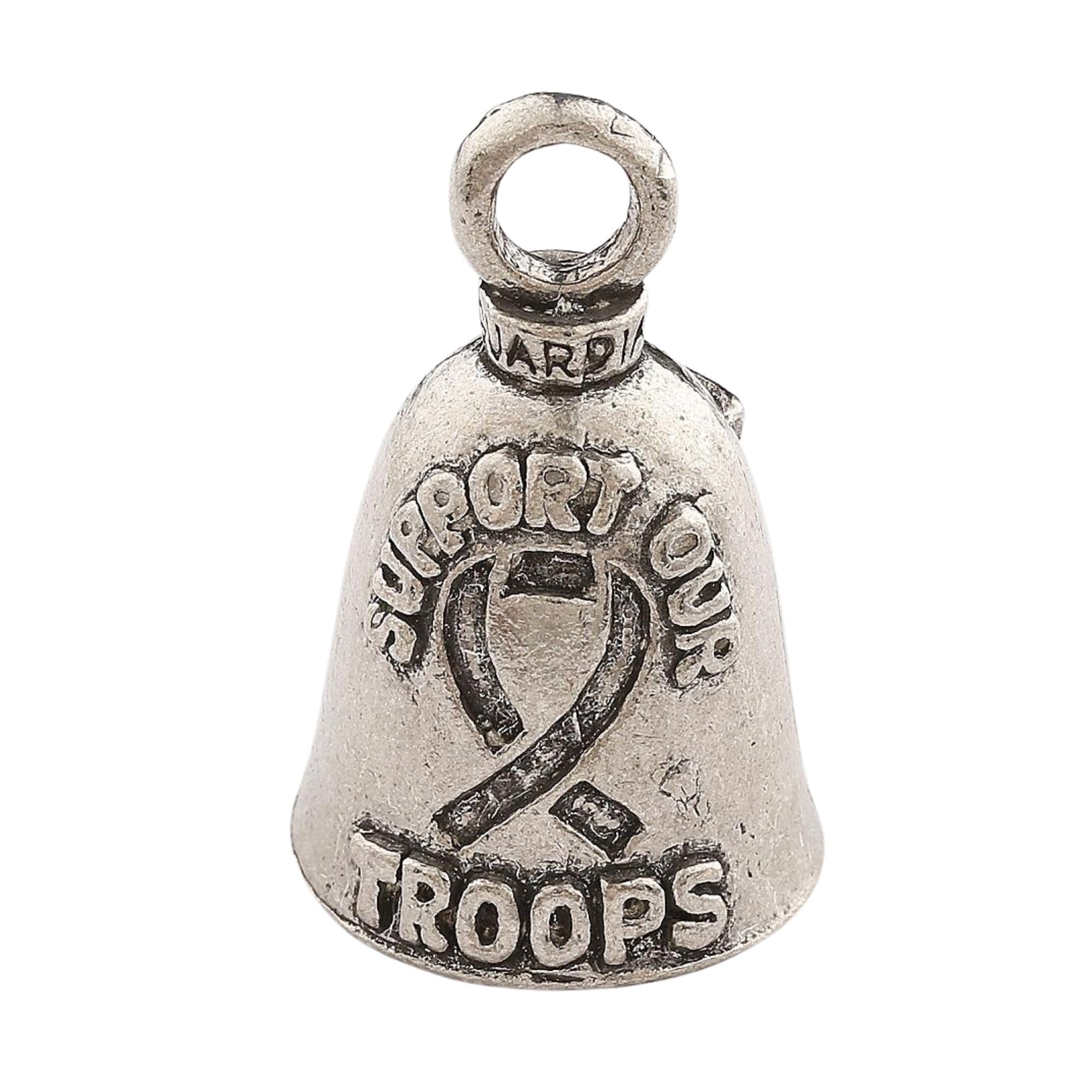 Guardian Bell Support Our Troops Good Luck Bell W/Keyring & Black Velvet Gift Bag | Motorcycle Bell | Lead-Free Pewter | Made In