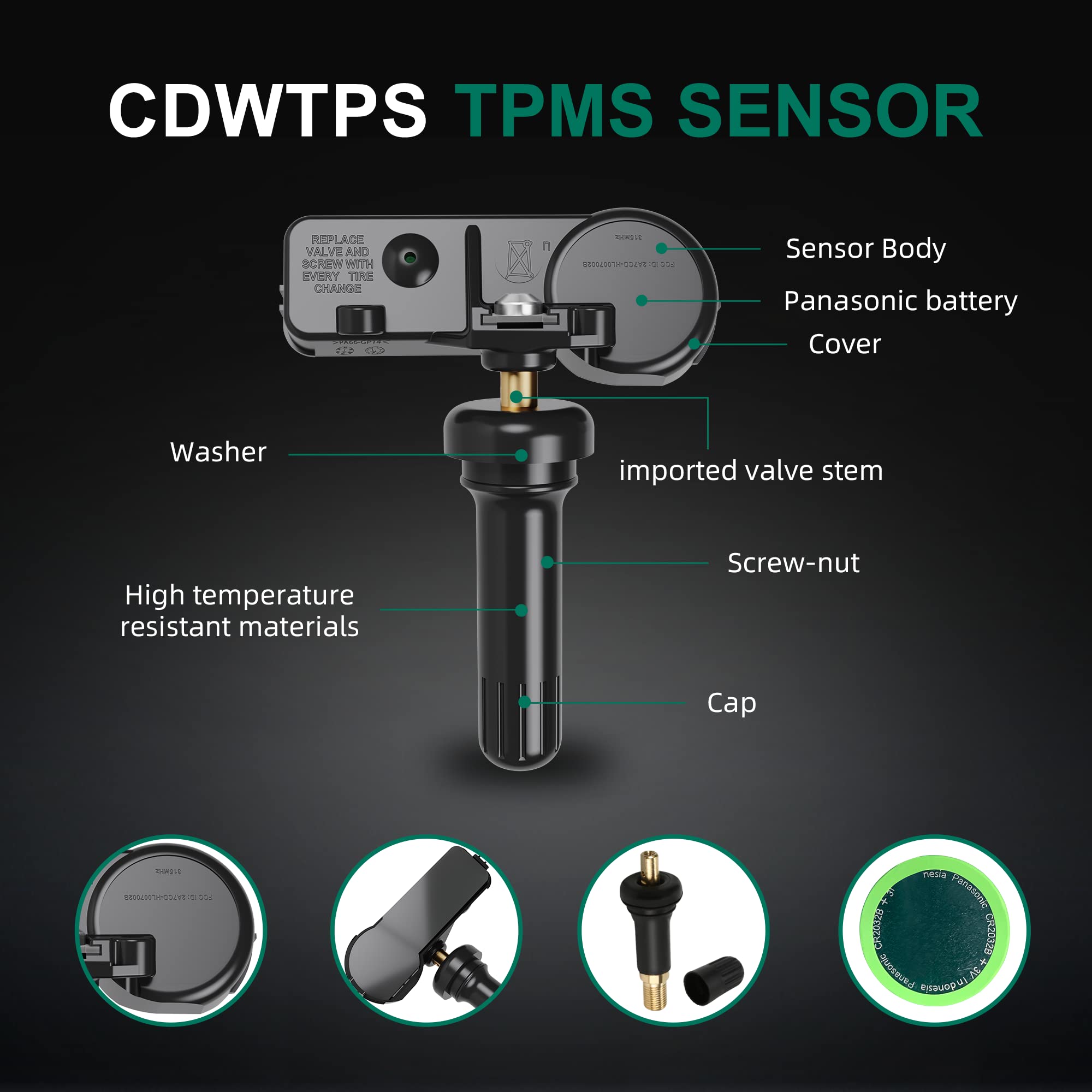 Cdwtps Tpms Sensor,315Mhz Tire Pressure Monitor System For Ford | Lincoln | Mercury Replaces# 9L3Z1A189A.De8T1A180Aa(1 Pack)