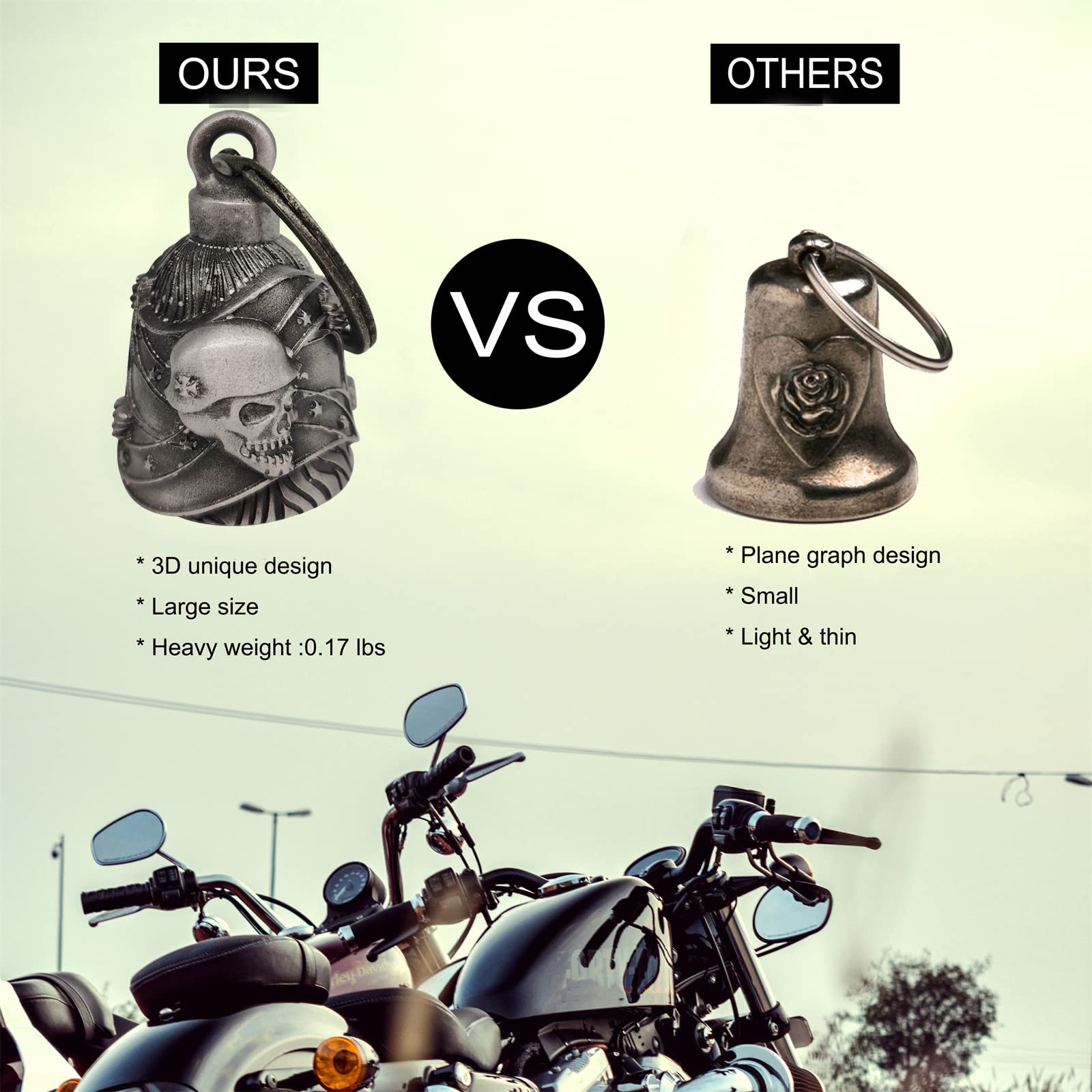 Dream Apparel Motorcycle Ride Bell For Bikers,Heavy Spirit Bells Accessory And Key Chain For Luck (Dbl13-L Rebel)