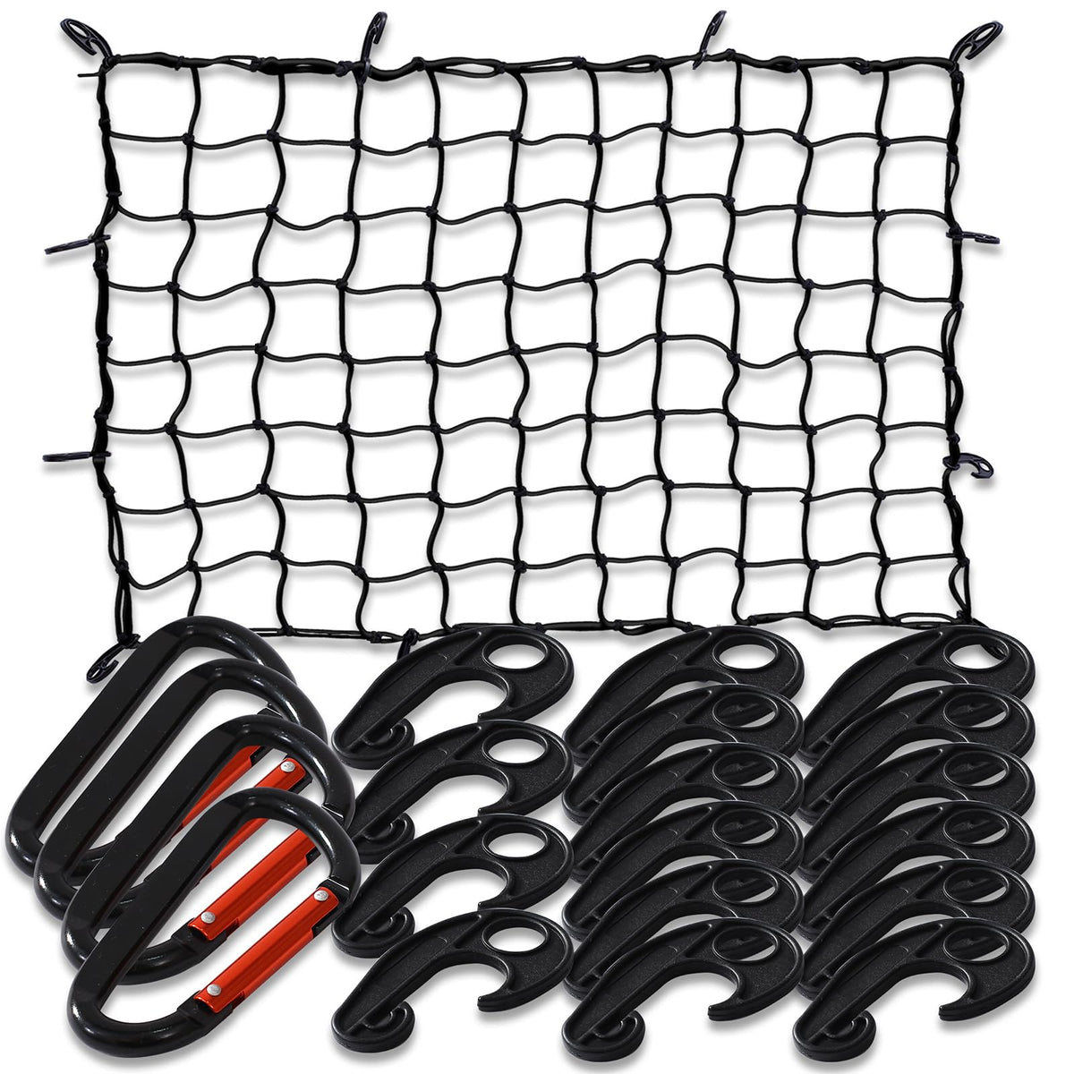 Tkkeuep 47''X 36'' Cargo Net Bungee Nets Stretches To 80''X 60'',Small Truck Bed Cargo Net For Cars Suvs, For Frontier, Toyota T