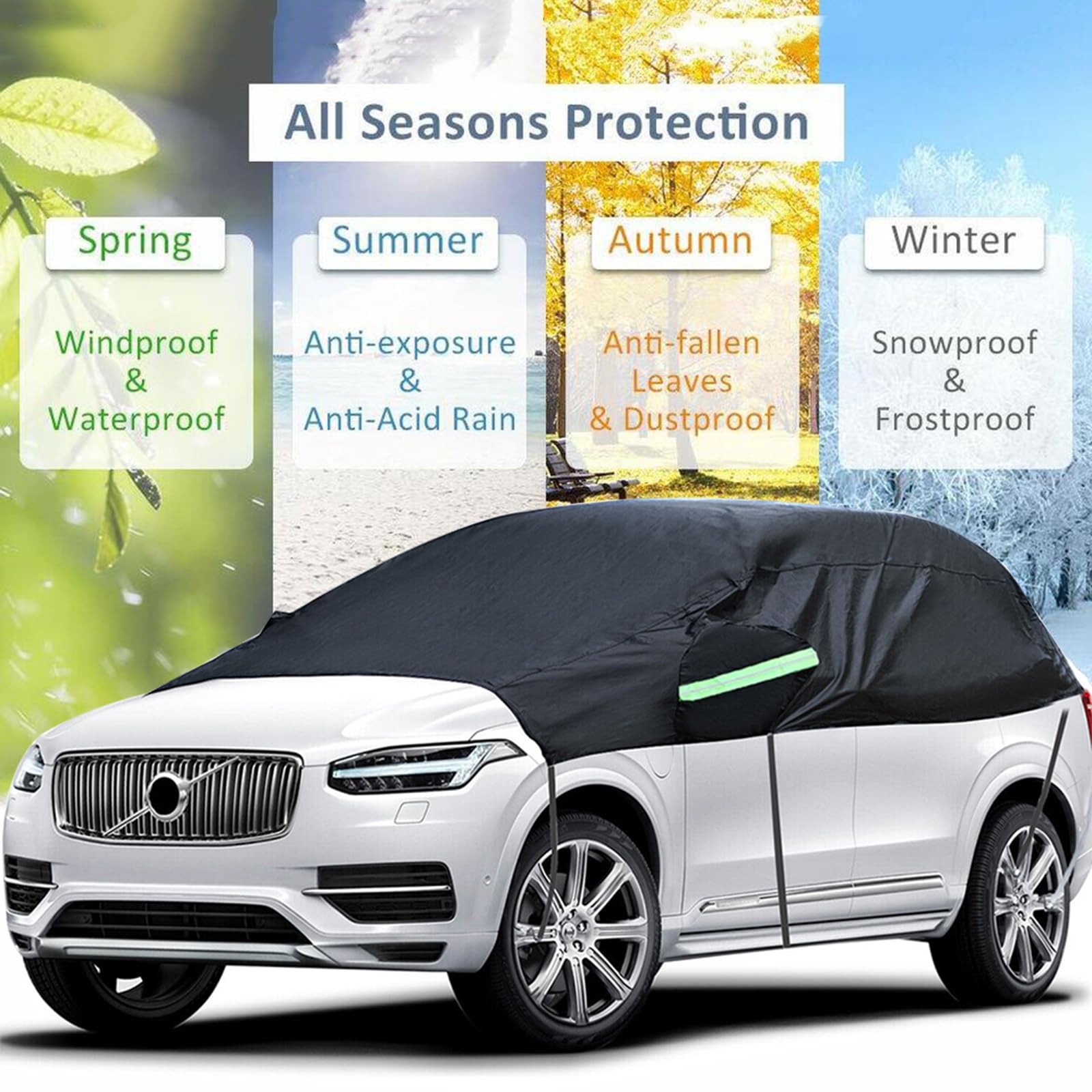 Universal Suv Half Car Cover Waterproof All Weather, Hail Protector Car Body Covers Outdoor Indoor For All Season Windproof Dust