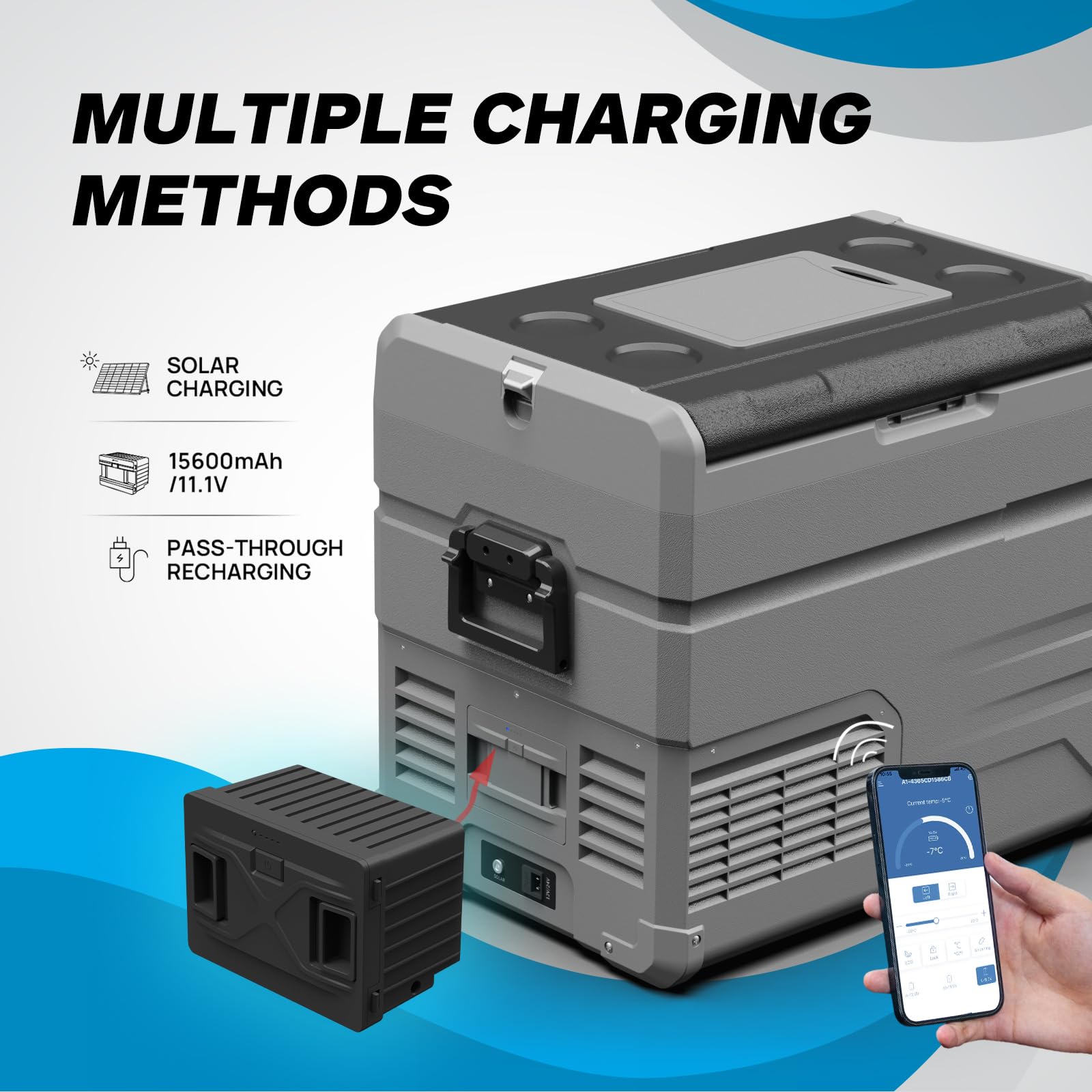 DQRGO Upgrade 173Wh Detachable Battery, Specially Equipped for Dual-Zone car Refrigerator C (Adapter not Included