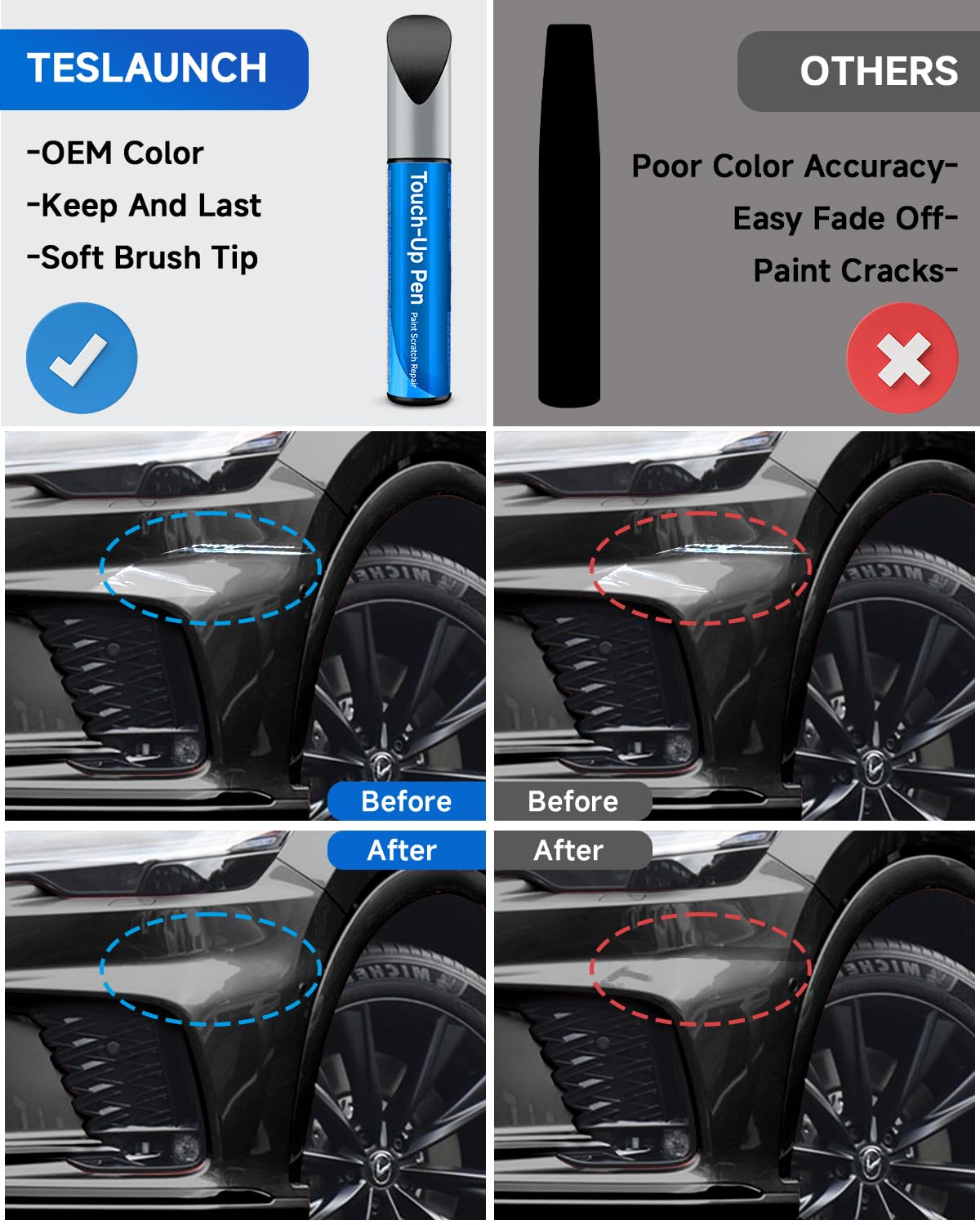 Teslaunch 212 Obsidian Touch Up Paint Compatible with Lexus Exact Match Touch Up Paint Car Scratch Repair
