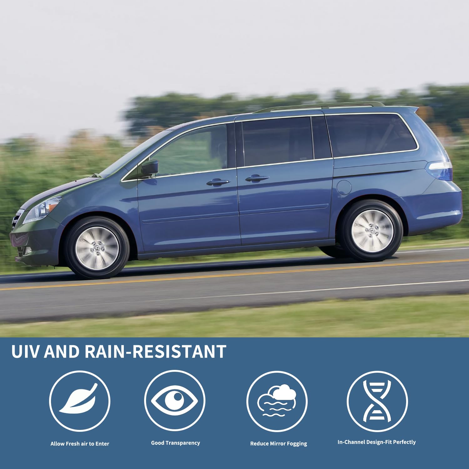 4PCS Rain Guards Fit for Honda Odyssey 2005-2010, Front & Rear Window Visors Wind Deflector, Outside Mount Vent Shade 2005 2006